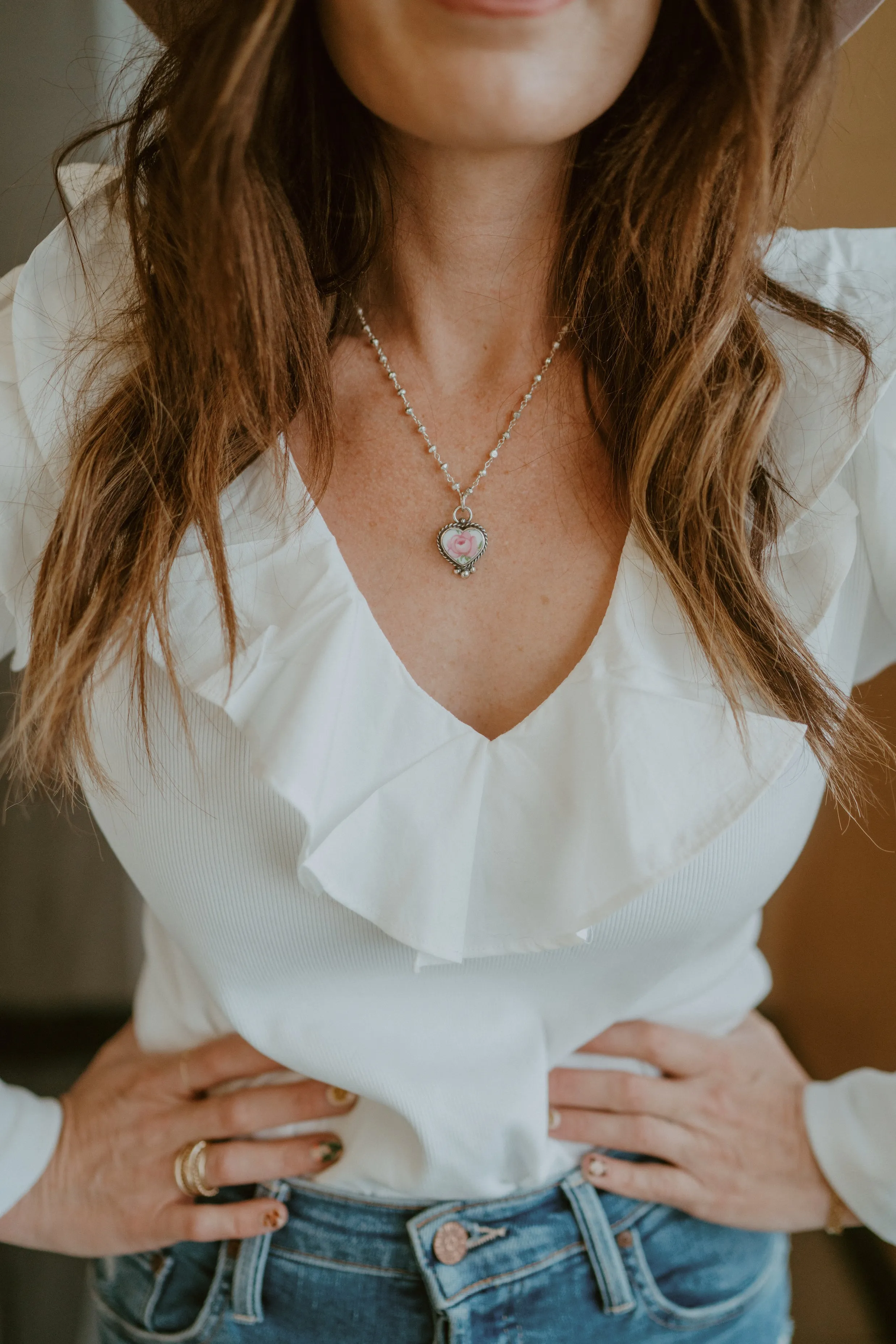 Pink Rose Necklace | Small sold by Goldie Lew