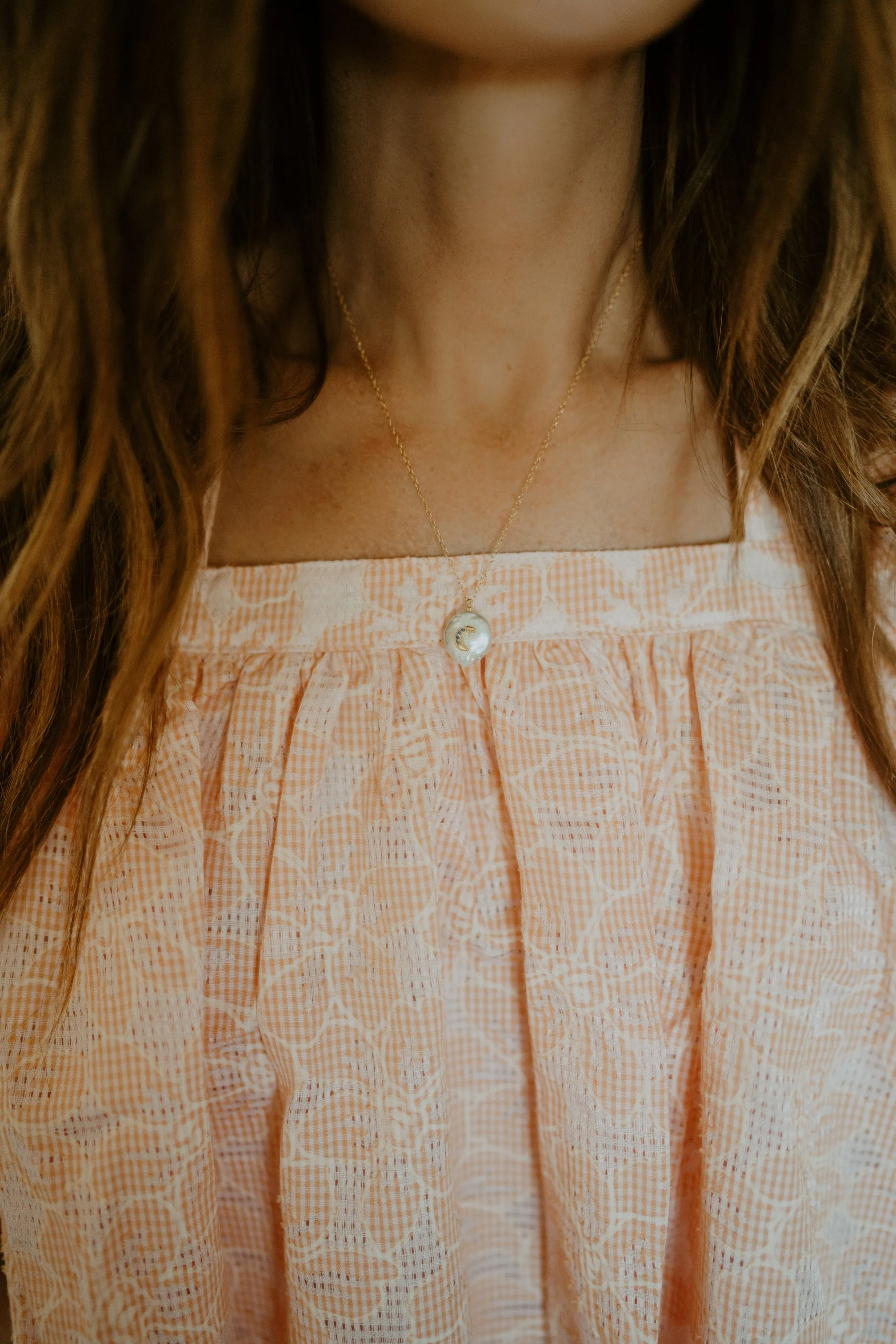 Pearl and Moon Necklace | Gold sold by Goldie Lew