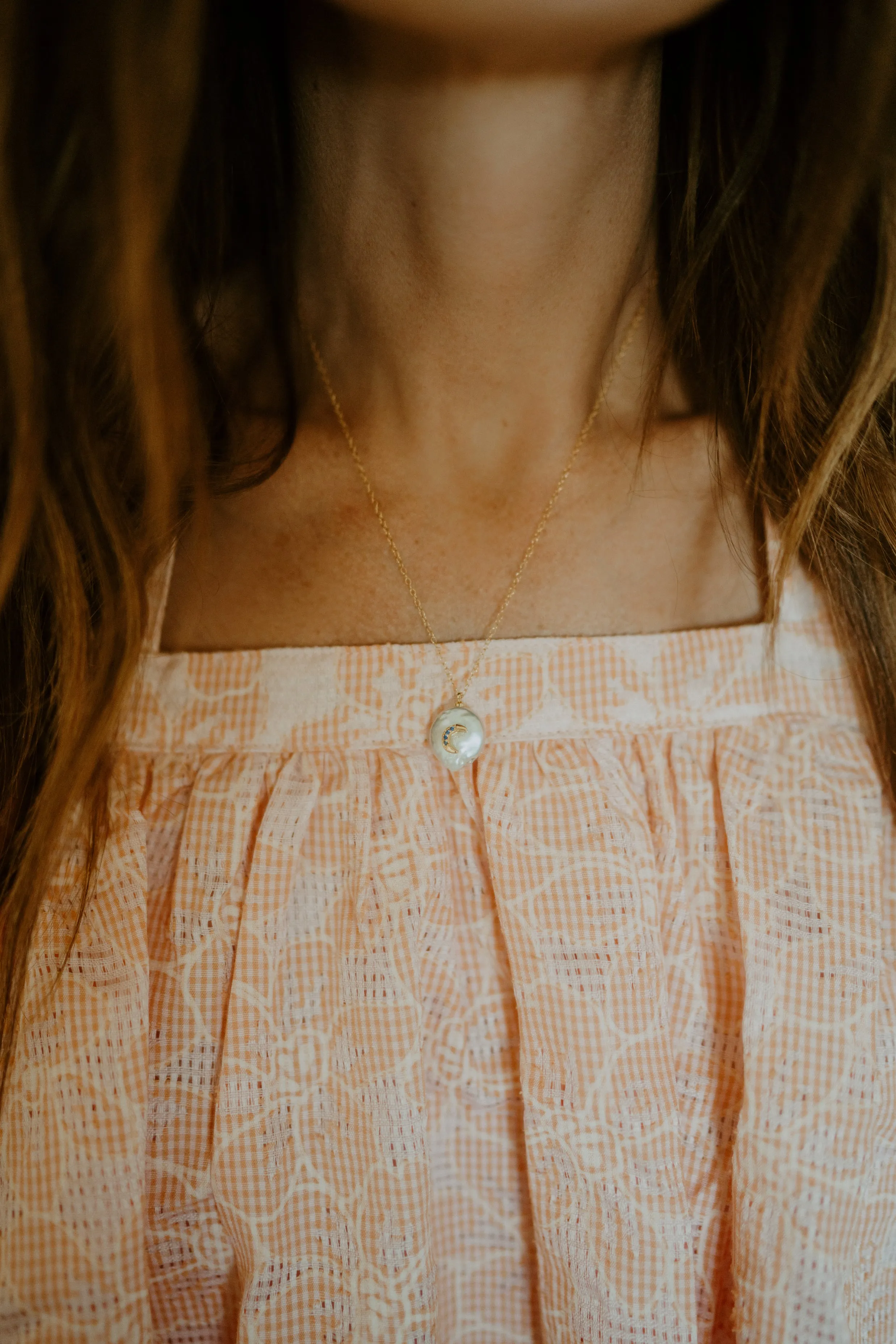 Pearl and Moon Necklace | Gold sold by Goldie Lew product image thumbnail 2