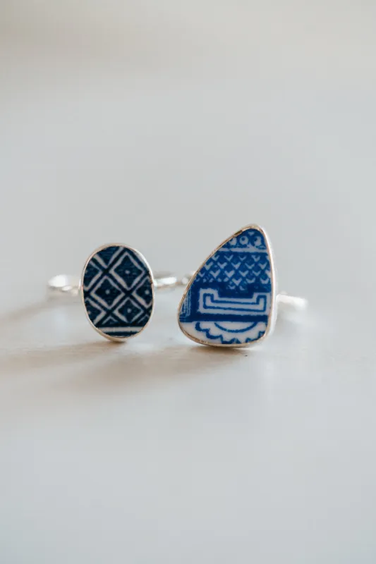 Blue Pottery Ring | Blue China - FINAL SALE sold by Goldie Lew