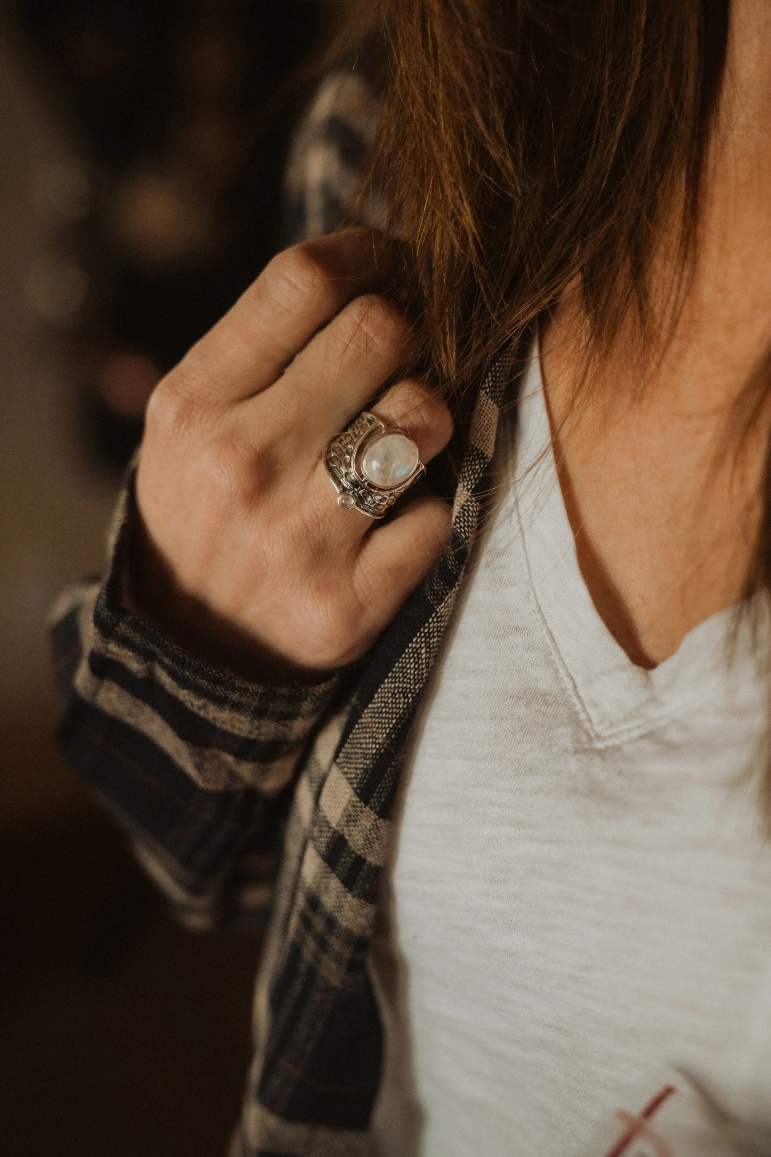 Claudette Ring | Rainbow Moonstone - FINAL SALE sold by Goldie Lew product image thumbnail 5