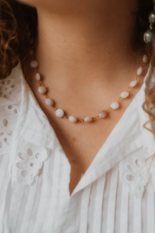 Leslie Necklace | Pink Opal sold by Goldie Lew
