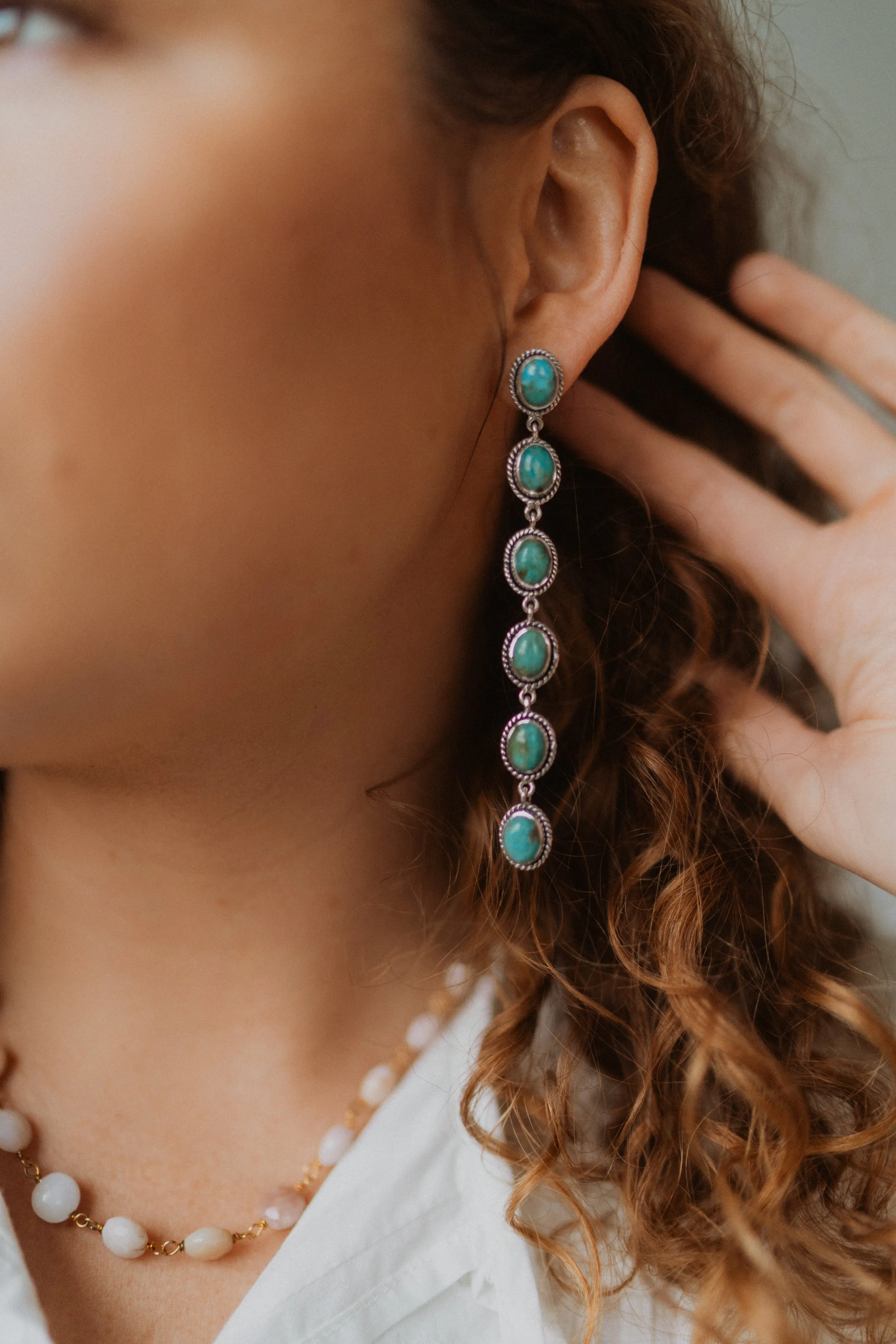 Shelly Earrings | Turquoise sold by Goldie Lew product image thumbnail 3