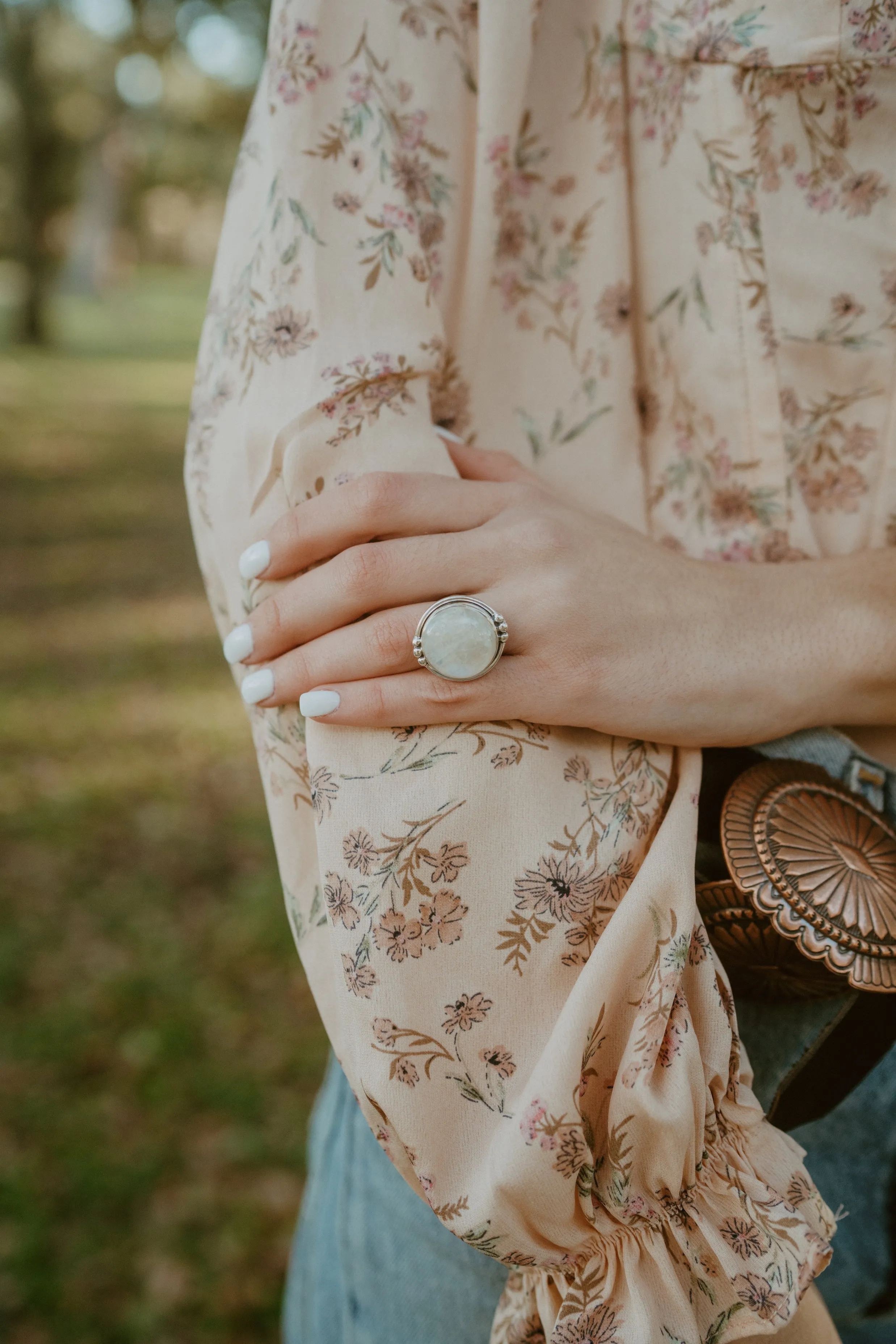 Vita Ring | Rainbow Moonstone sold by Goldie Lew product image thumbnail 4