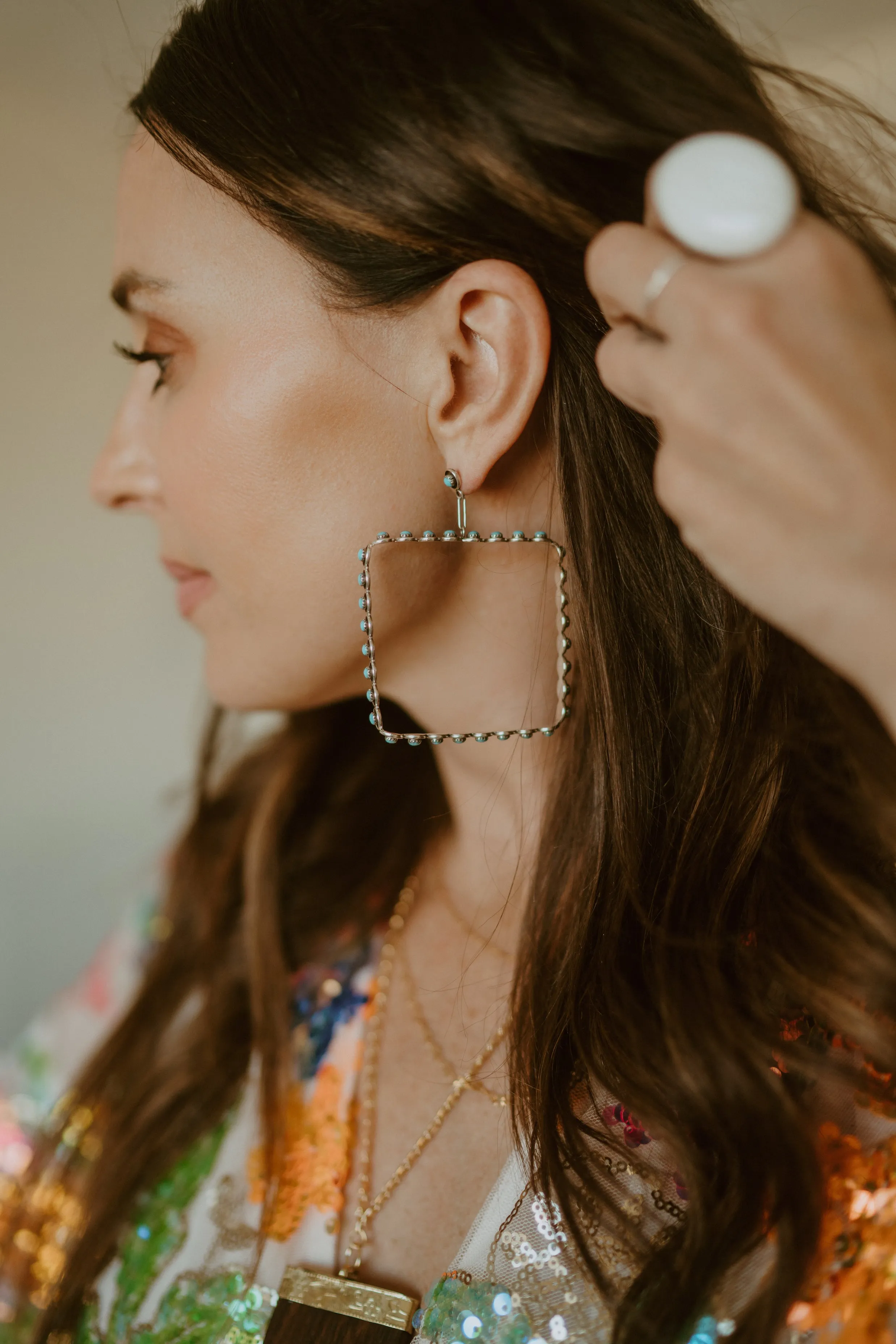 Betsy Earrings | Square sold by Goldie Lew product image thumbnail 3