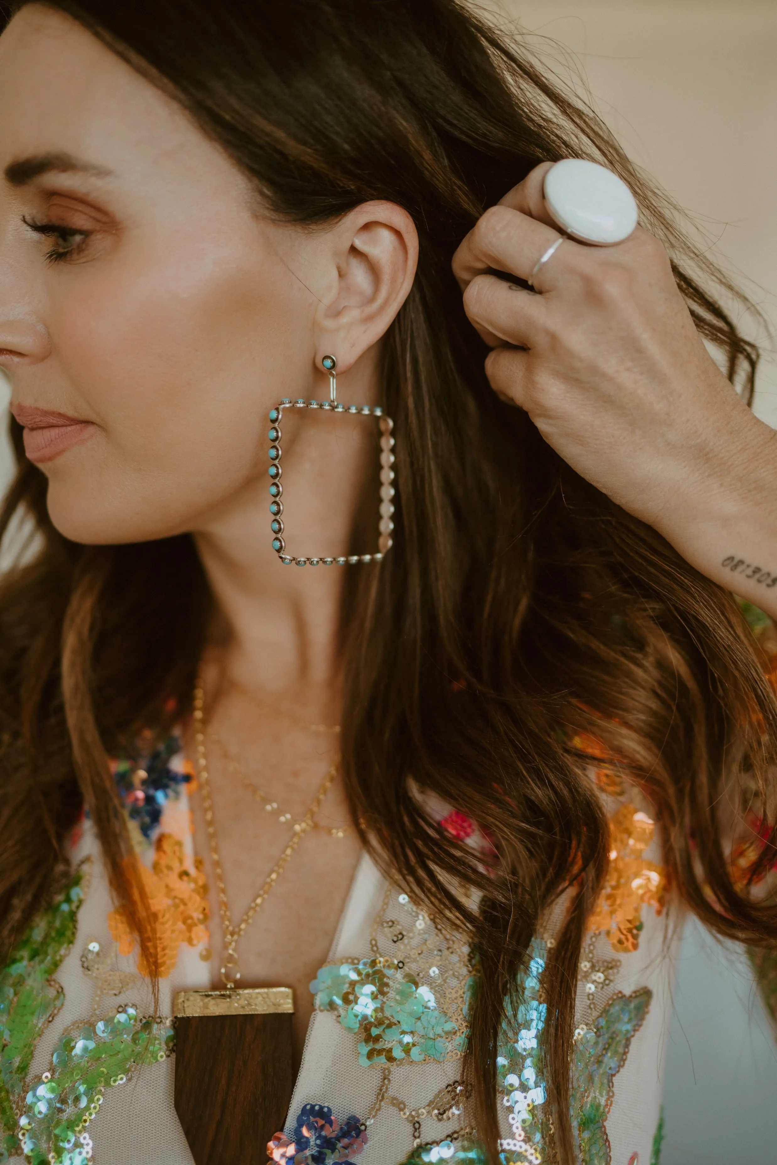 Betsy Earrings | Square sold by Goldie Lew product image thumbnail 2