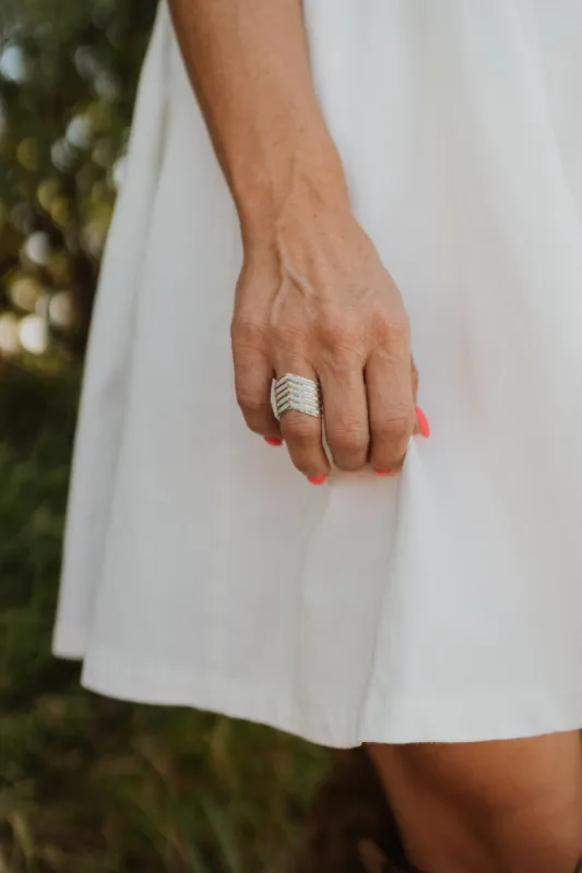 5 Bar Slanted Ring | White Opal sold by Goldie Lew
