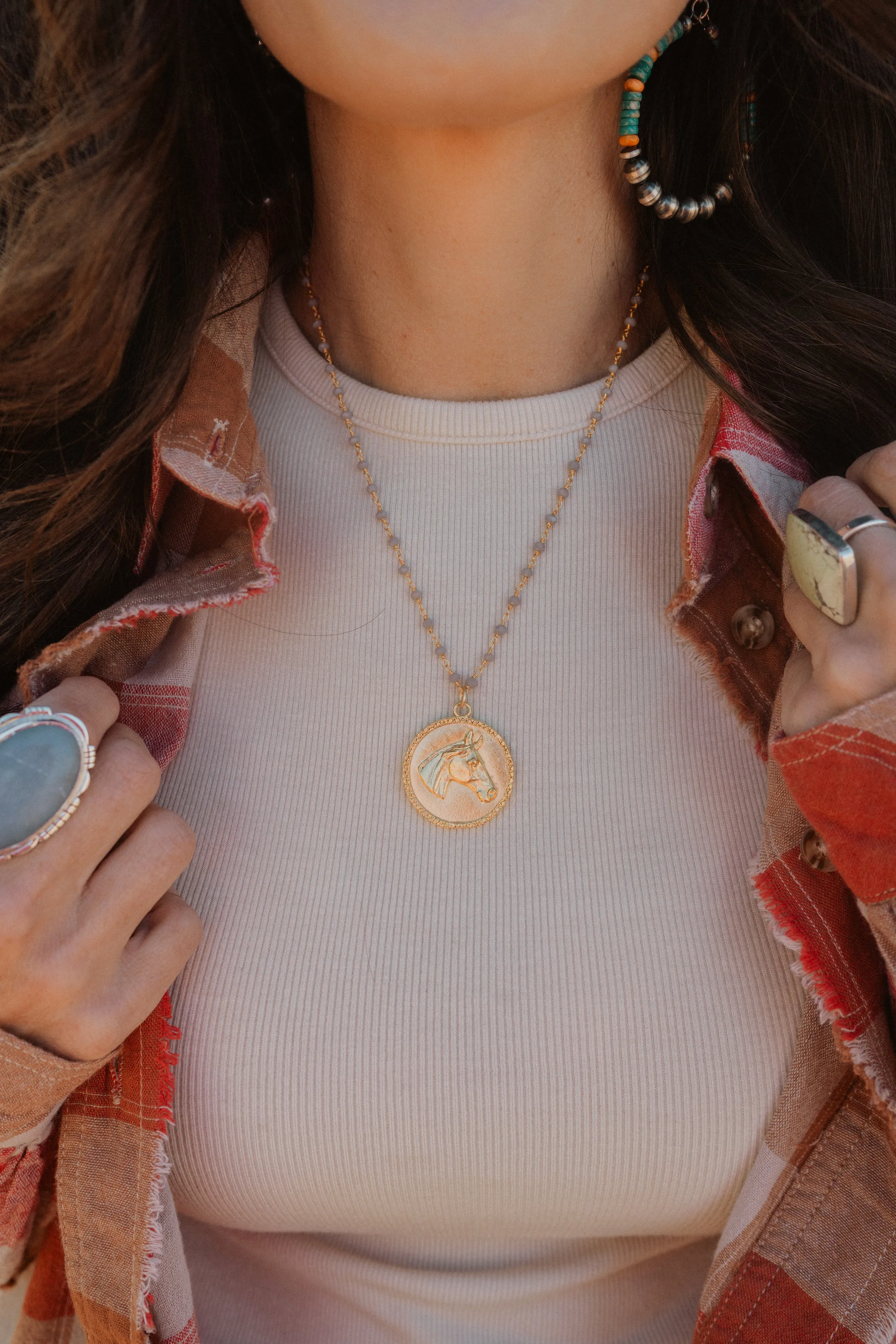 El Caballo Necklace | Grey sold by Goldie Lew