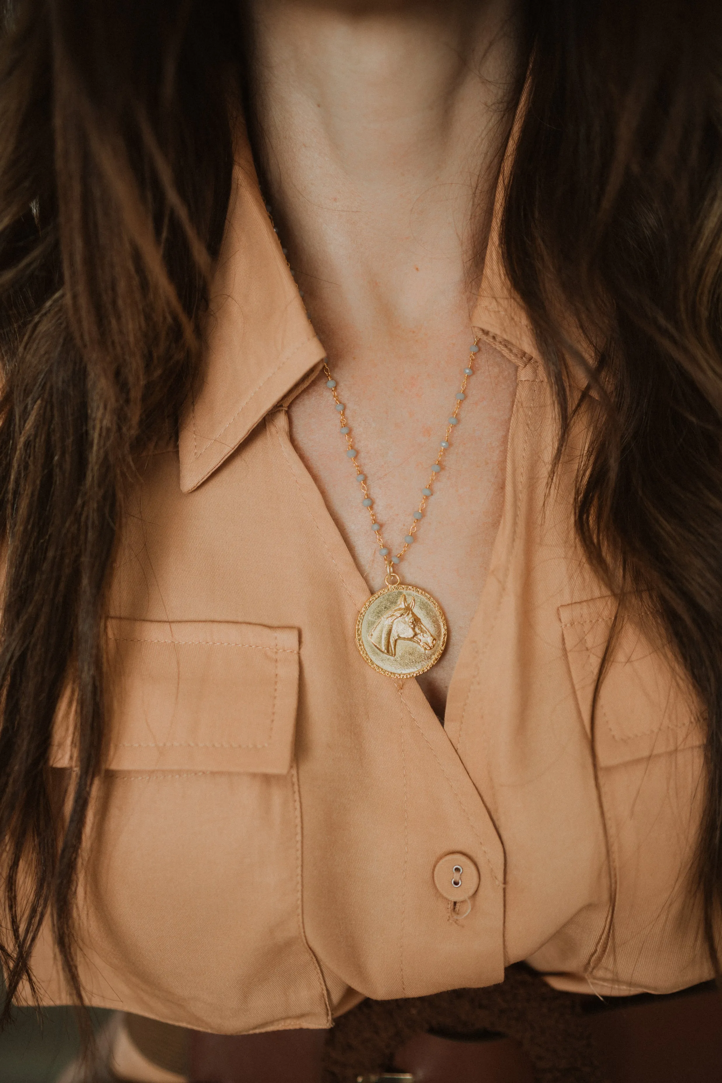 El Caballo Necklace | Grey sold by Goldie Lew product image thumbnail 3