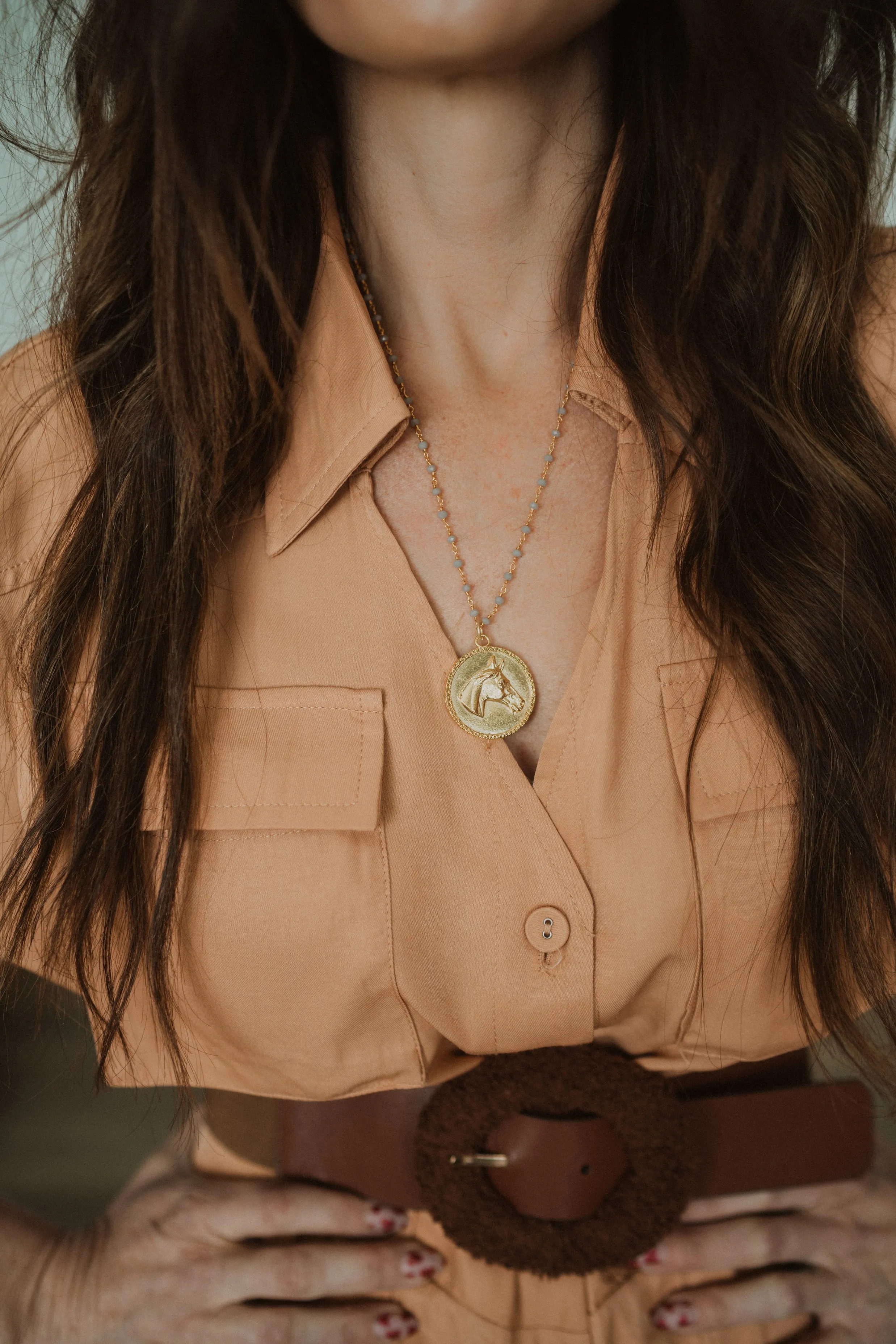 El Caballo Necklace | Grey sold by Goldie Lew product image thumbnail 2