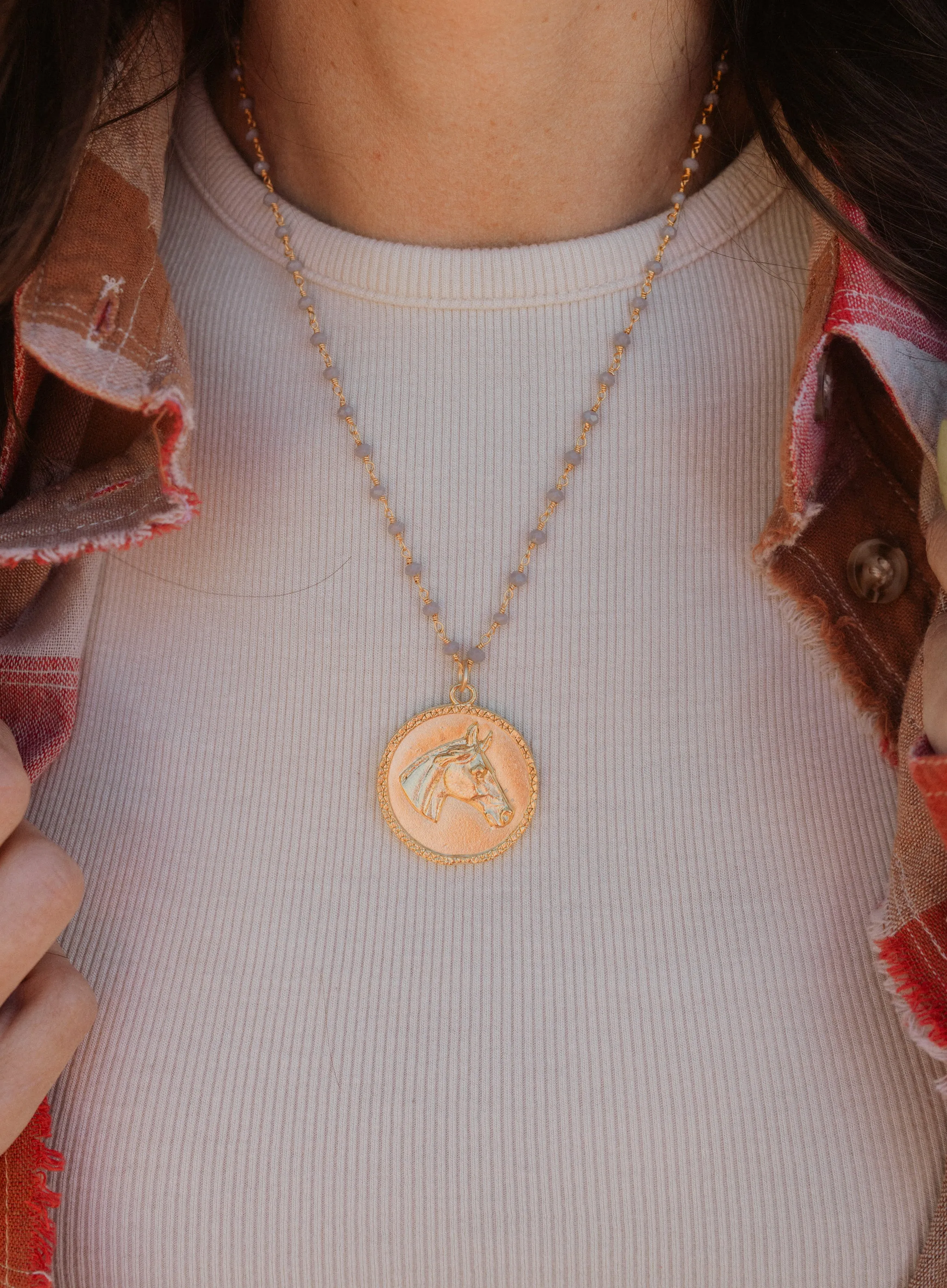 El Caballo Necklace | Grey sold by Goldie Lew product image thumbnail 4