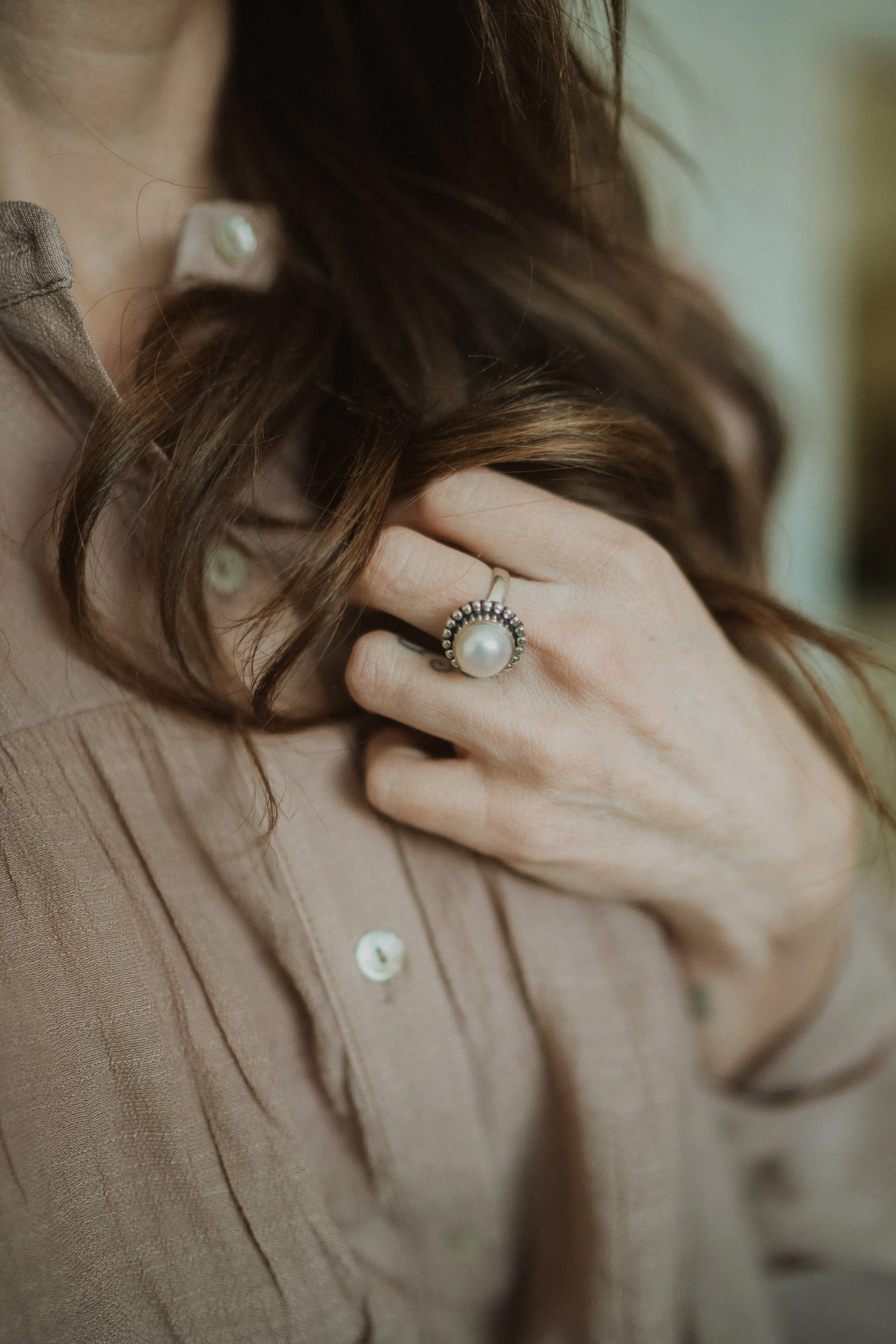 Elmira Ring | Fresh Water Pearl sold by Goldie Lew product image thumbnail 4