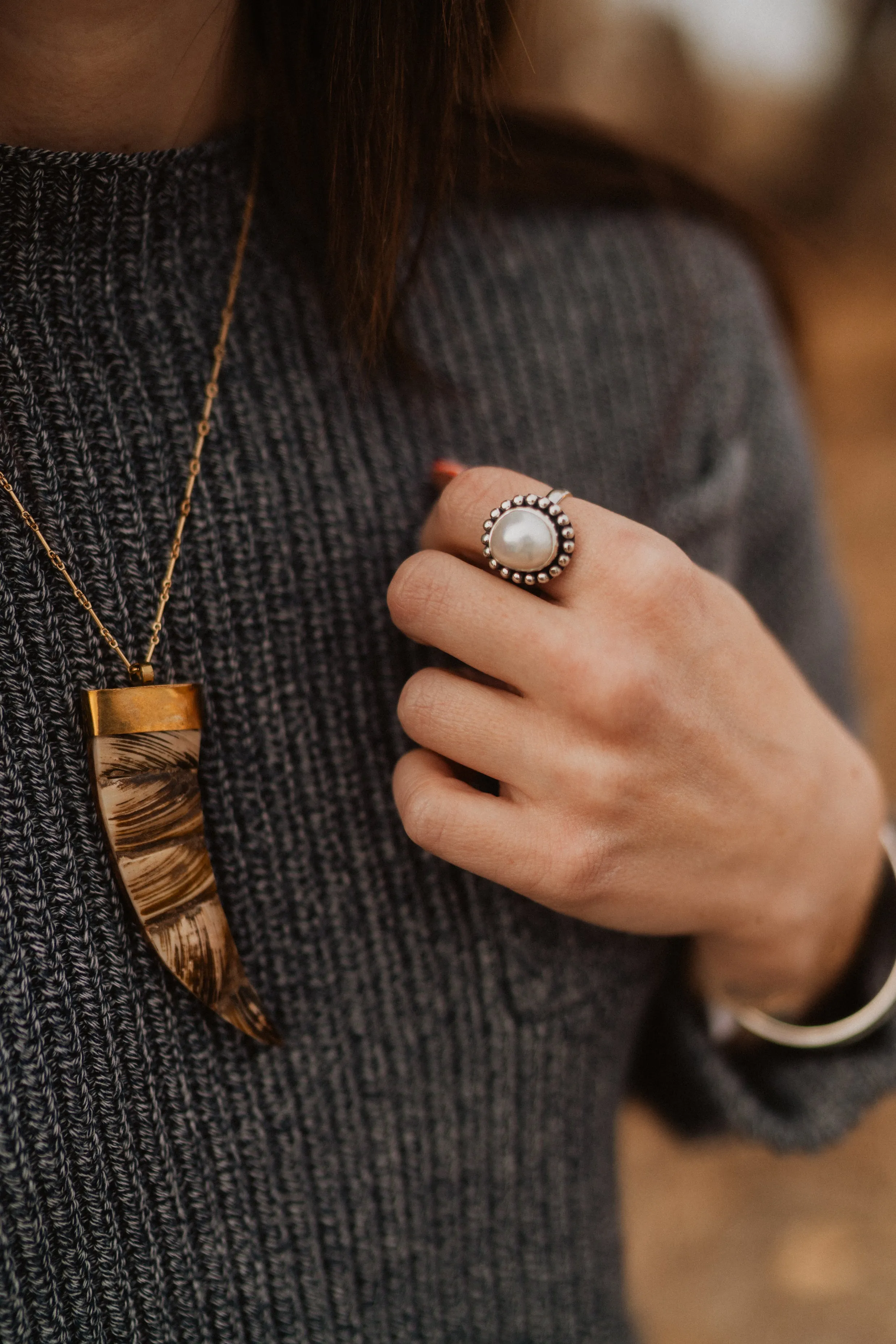 Elmira Ring | Fresh Water Pearl sold by Goldie Lew product image thumbnail 3
