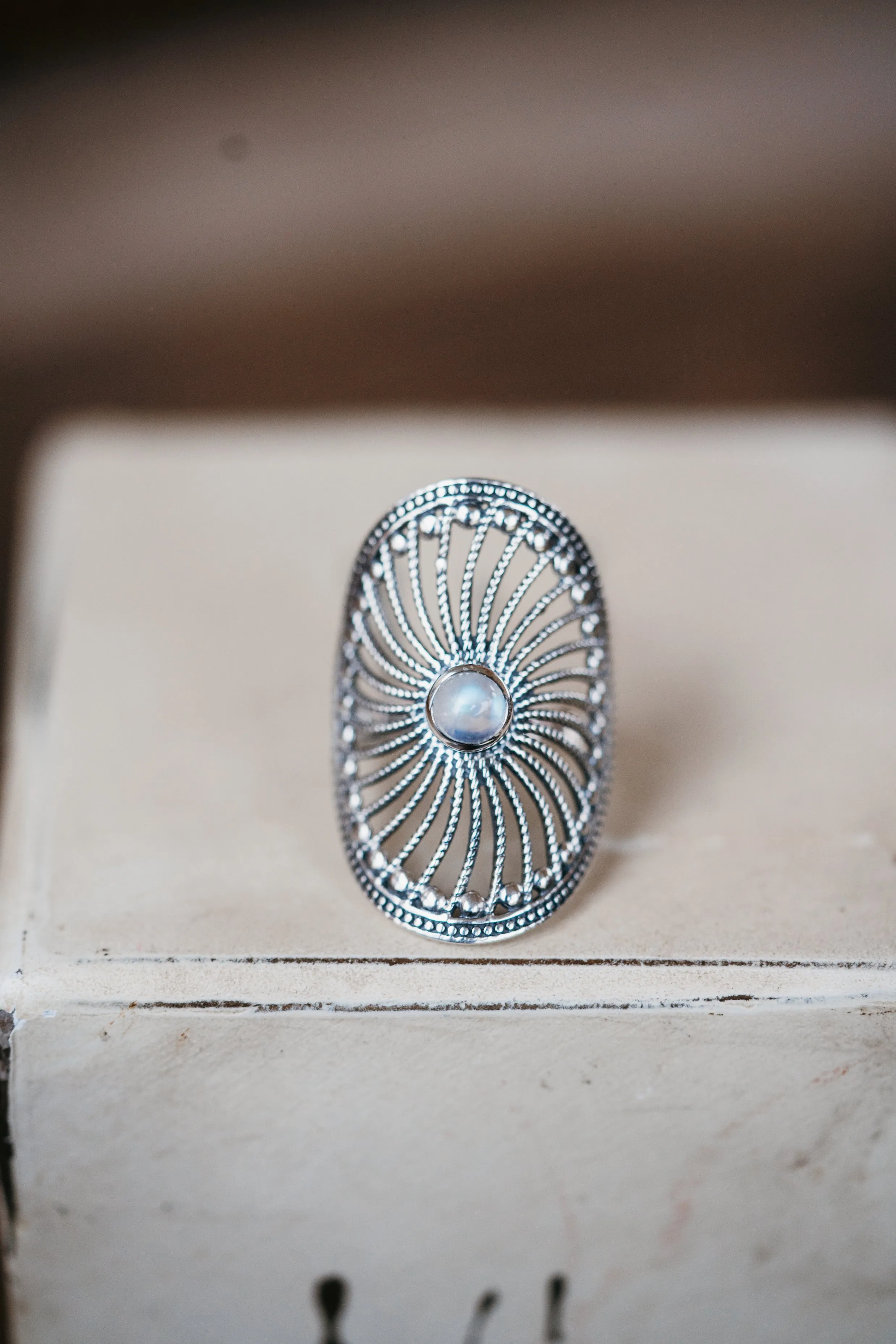 Evie Ring | Rainbow Moonstone - FINAL SALE sold by Goldie Lew