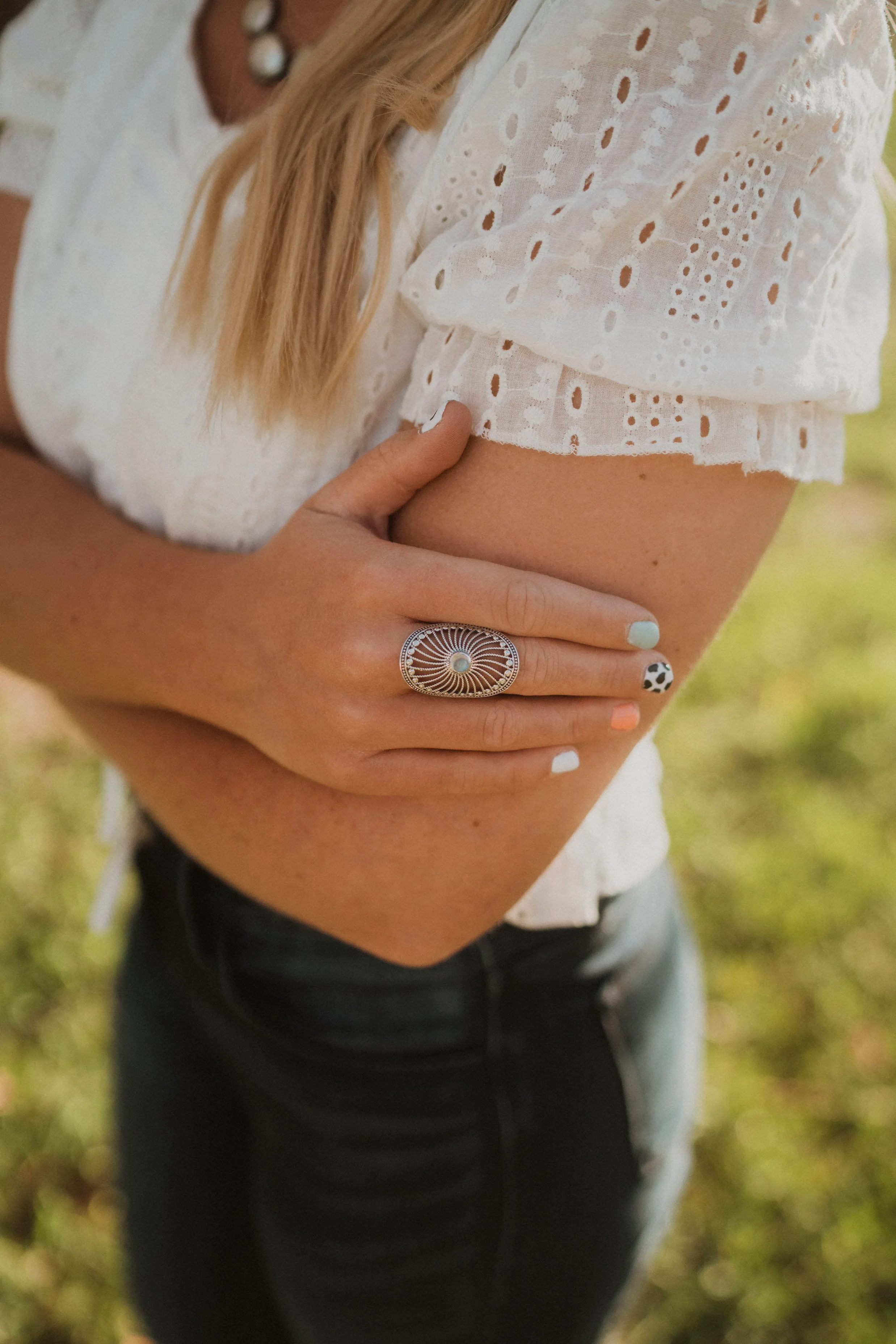 Evie Ring | Rainbow Moonstone - FINAL SALE sold by Goldie Lew product image thumbnail 4