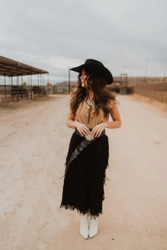 Raven Fringe Skirt sold by Goldie Lew