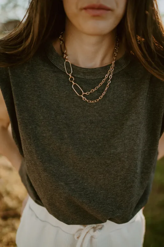 Laura Necklace | Shiny Gold sold by Goldie Lew