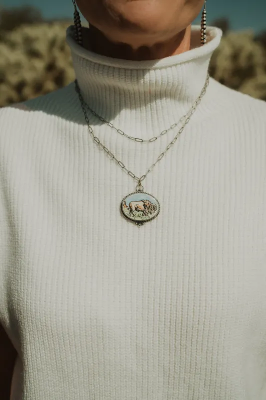 Blue + White Buffalo Necklace sold by Goldie Lew