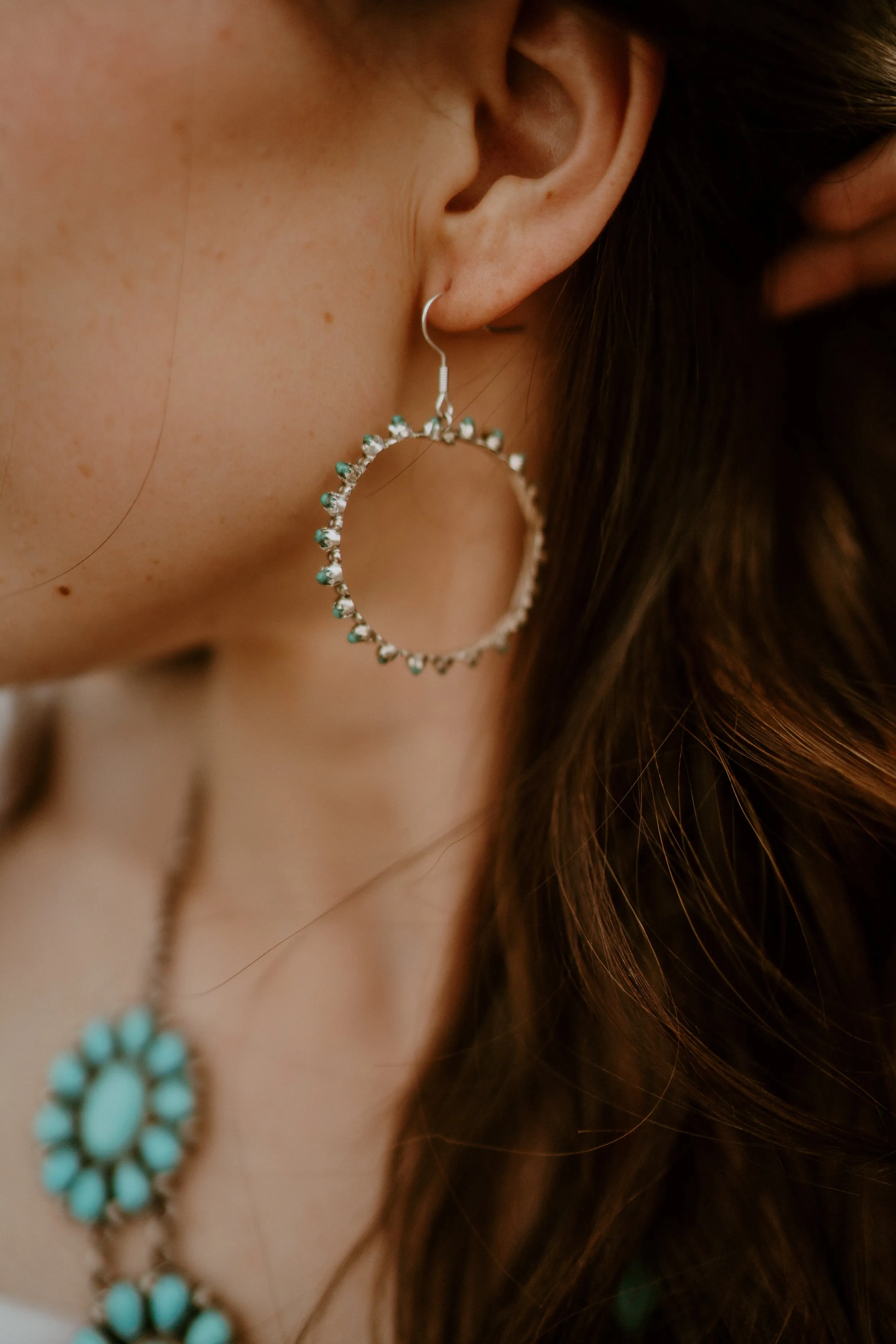 Emery Hoops | Turquoise sold by Goldie Lew