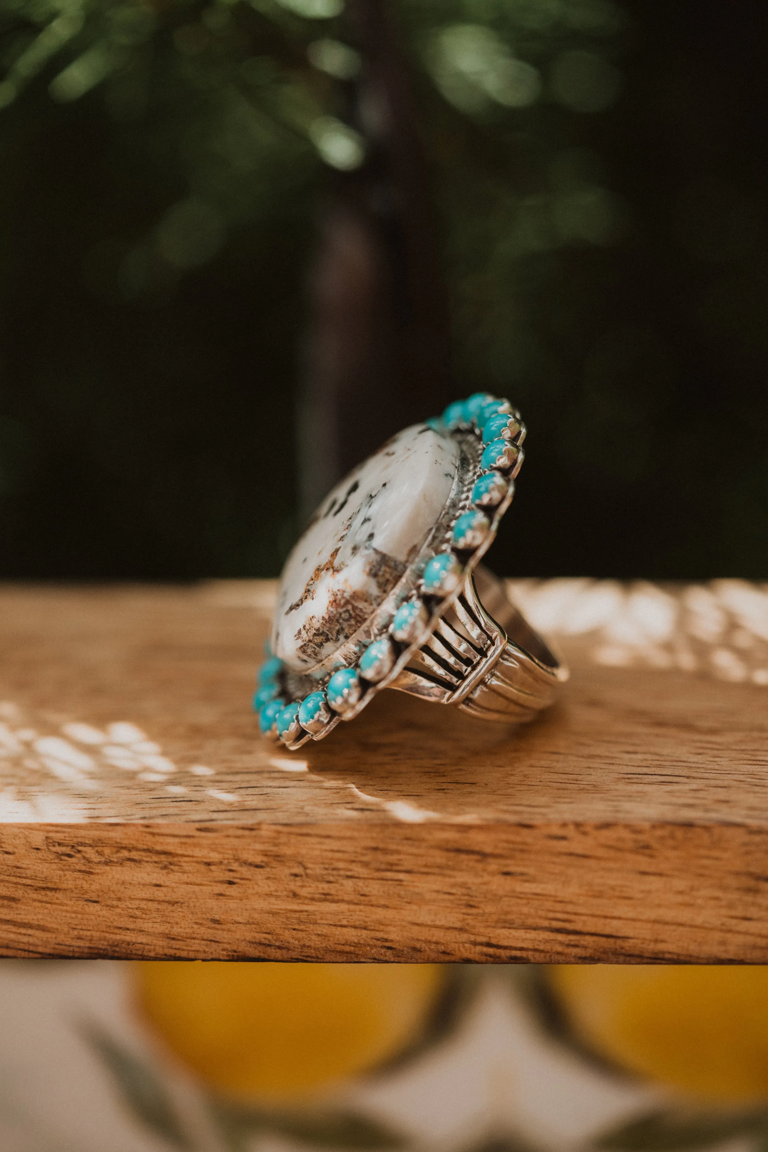 Kelsey Ring | White Buffalo + Turquoise - FINAL SALE sold by Goldie Lew product image thumbnail 2
