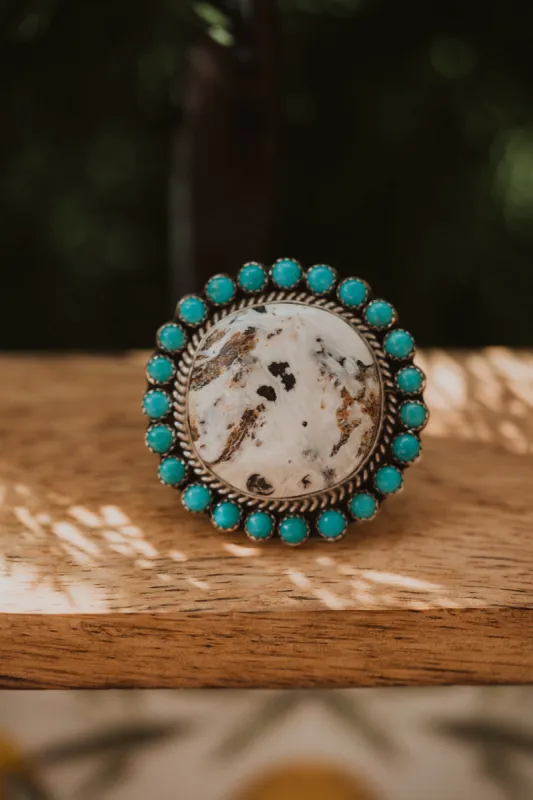 Kelsey Ring | White Buffalo + Turquoise - FINAL SALE sold by Goldie Lew