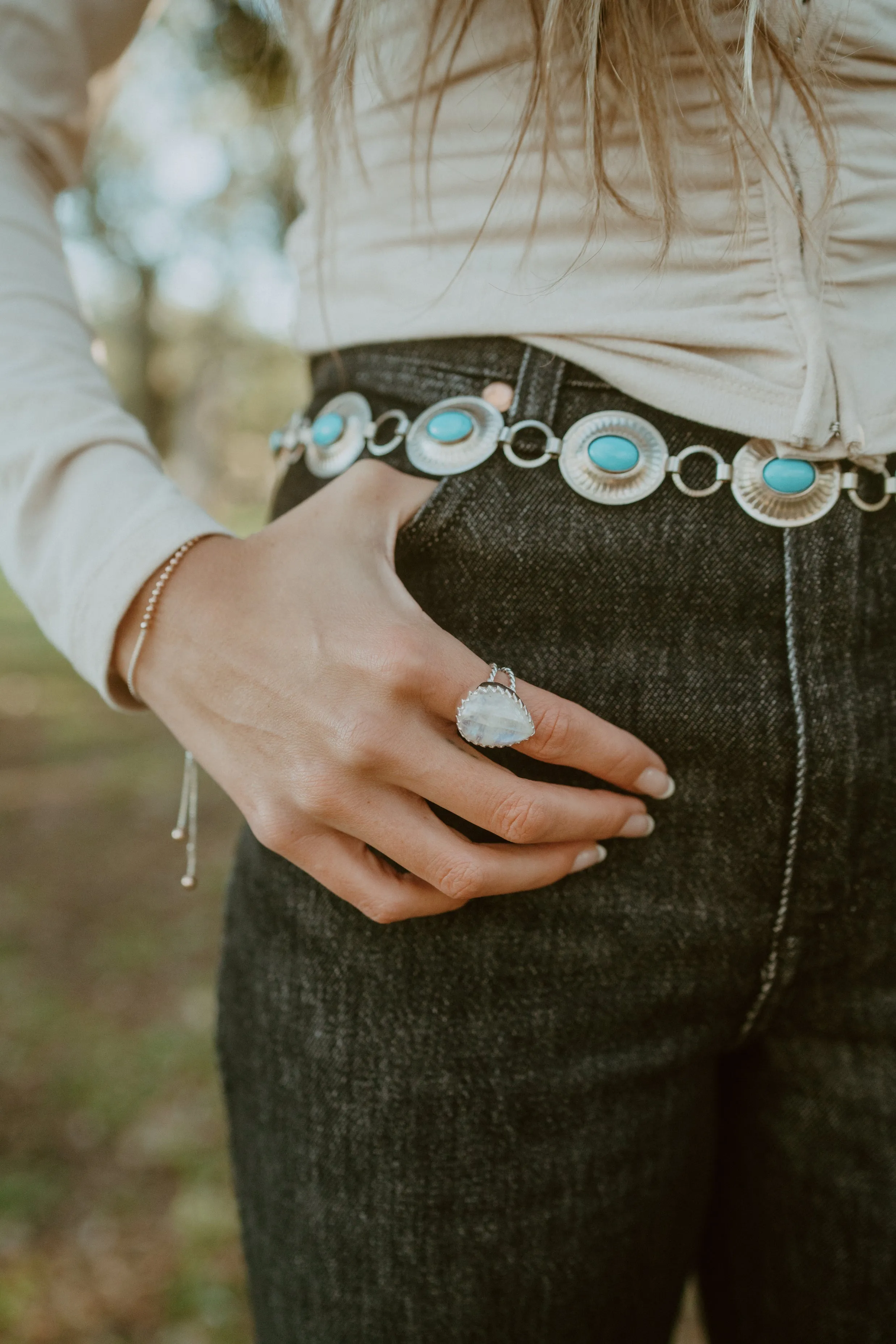 Lyra Ring | Rainbow Moonstone sold by Goldie Lew product image thumbnail 4
