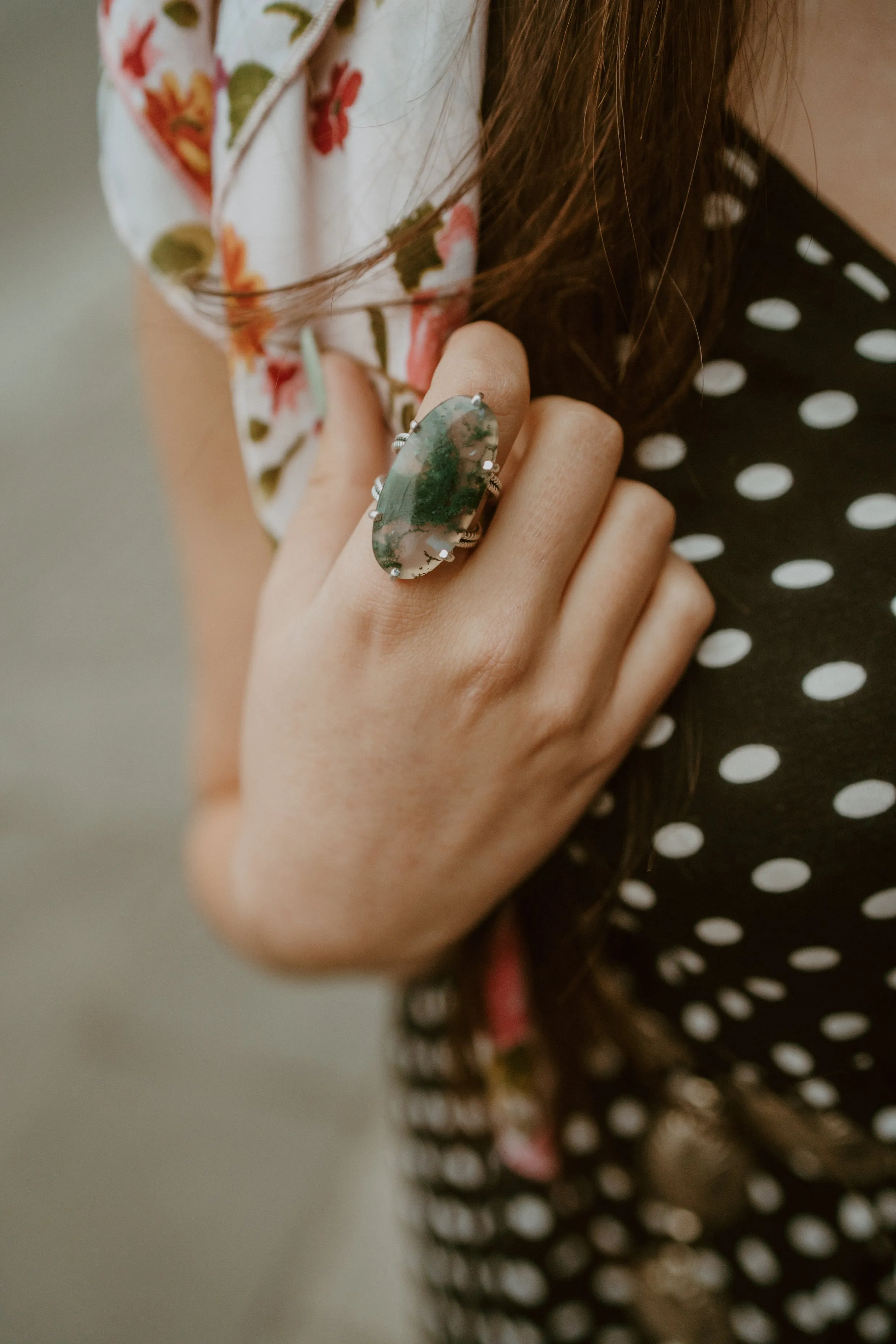 Lynn Ring | Moss Agate sold by Goldie Lew product image thumbnail 3