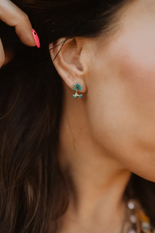 Turquoise Flower Studs sold by Goldie Lew