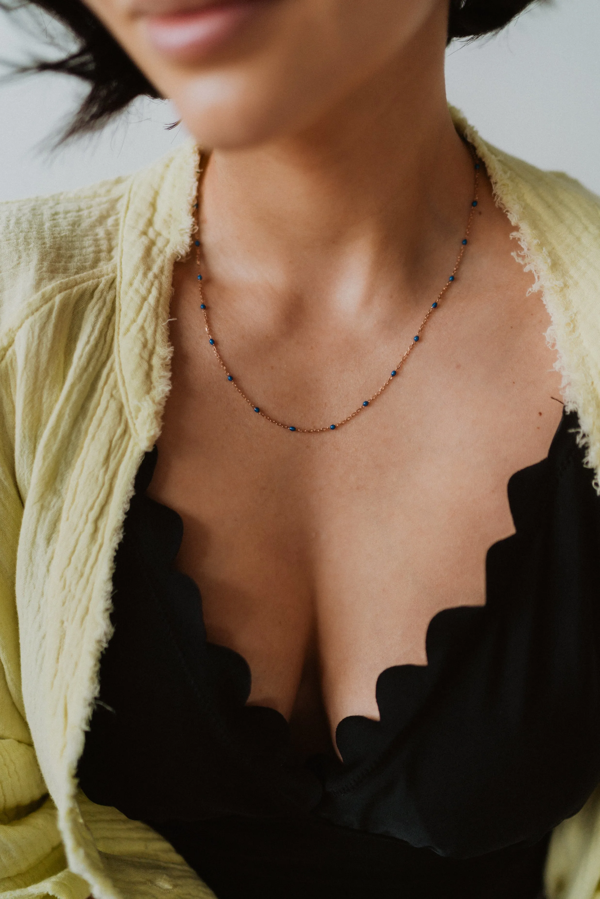 Maria Necklace | Rose Gold + Blue sold by Goldie Lew product image thumbnail 2