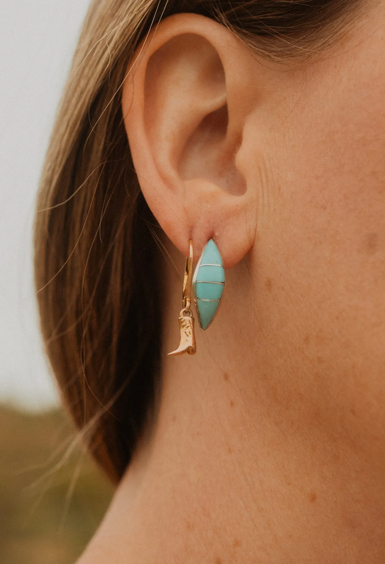 Roby Earrings | Turquoise sold by Goldie Lew product image thumbnail 2