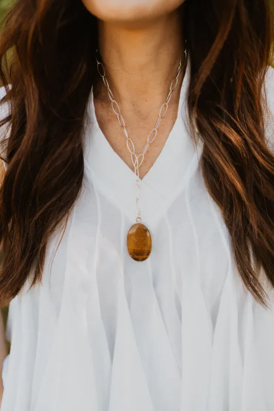 Fern Necklace | Tiger's Eye - FINAL SALE sold by Goldie Lew