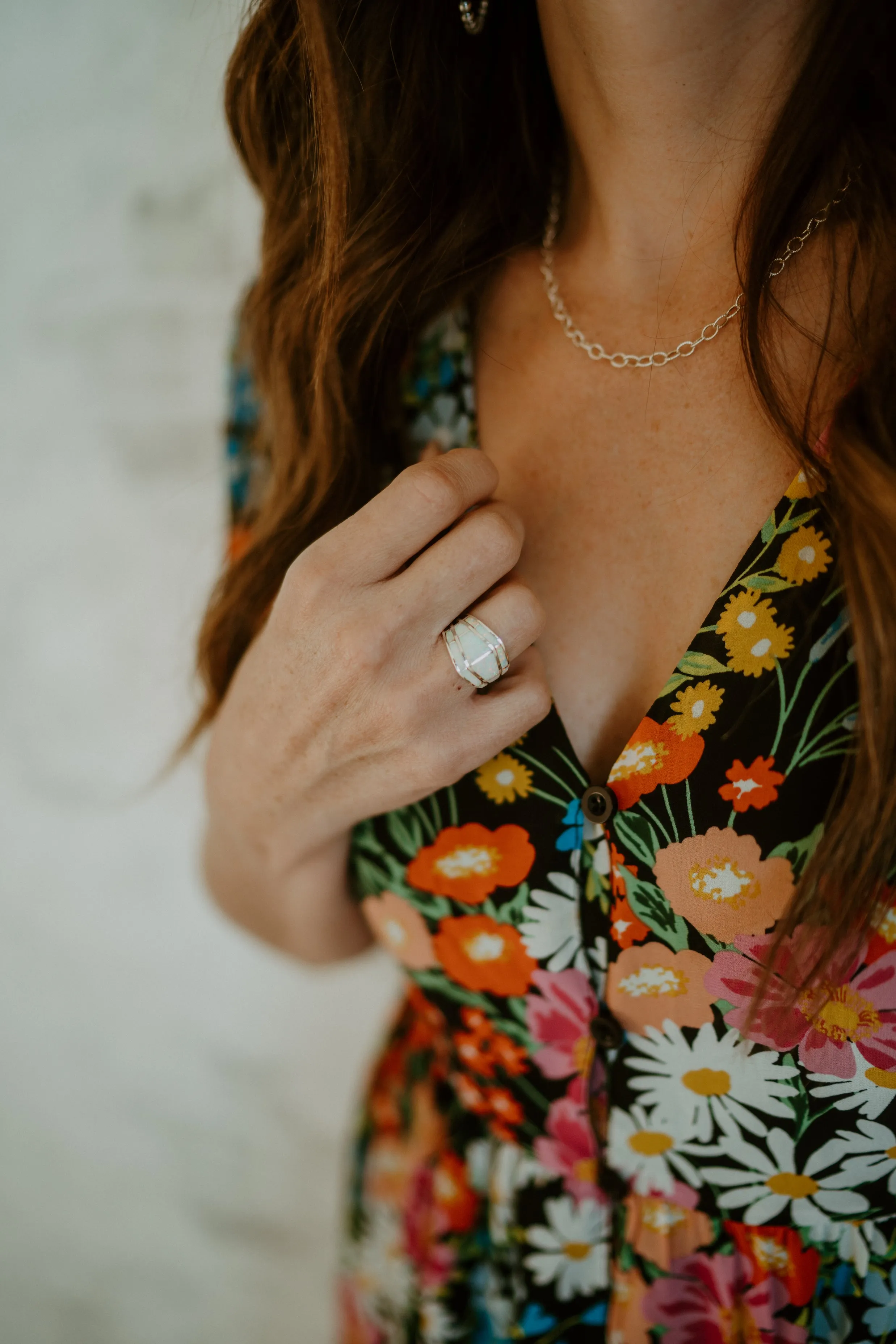 Single Bar Shield Ring | White Opal sold by Goldie Lew product image thumbnail 2