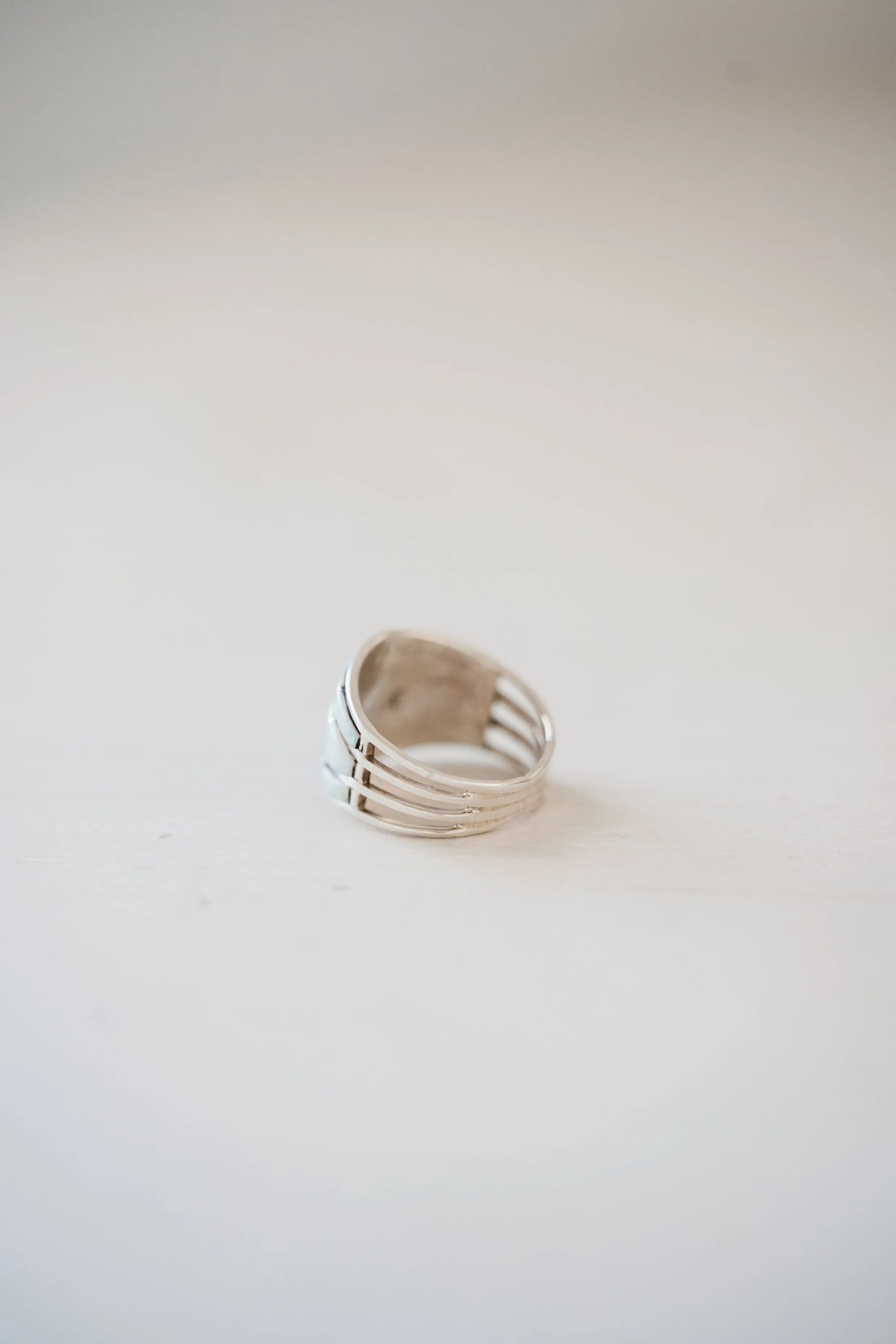 Single Bar Shield Ring | White Opal sold by Goldie Lew product image thumbnail 4