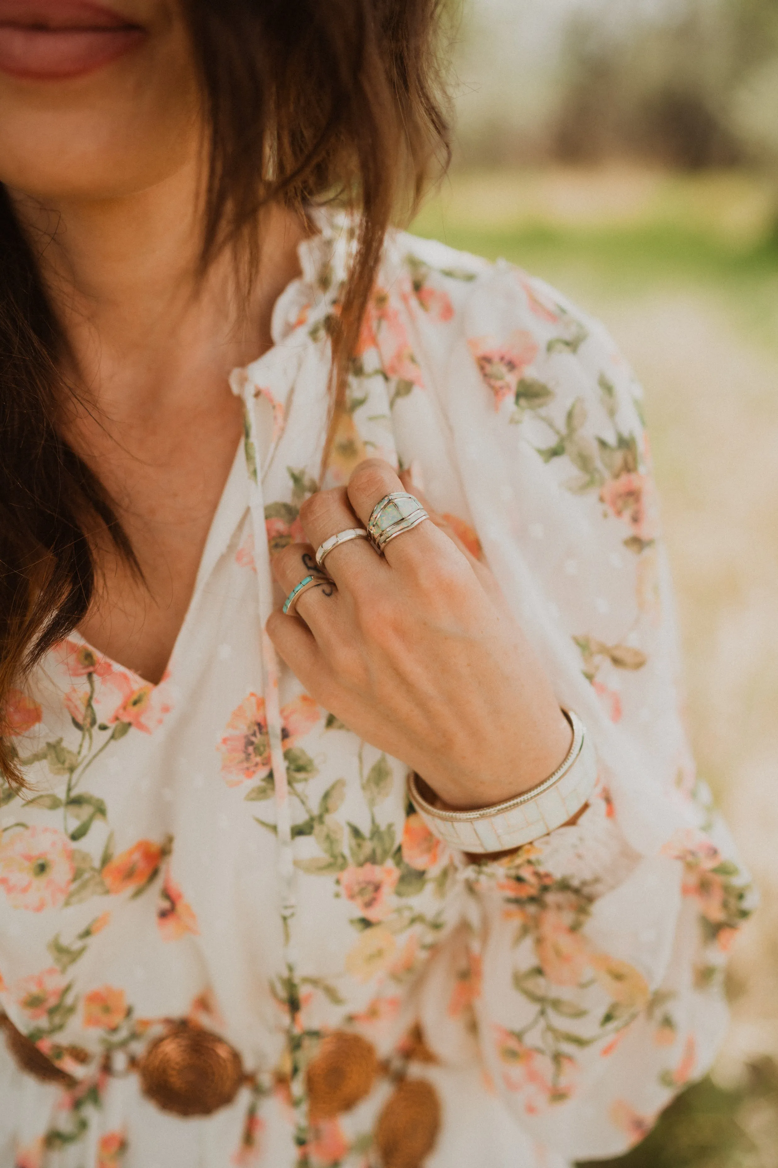 Single Bar Shield Ring | White Opal sold by Goldie Lew product image thumbnail 5