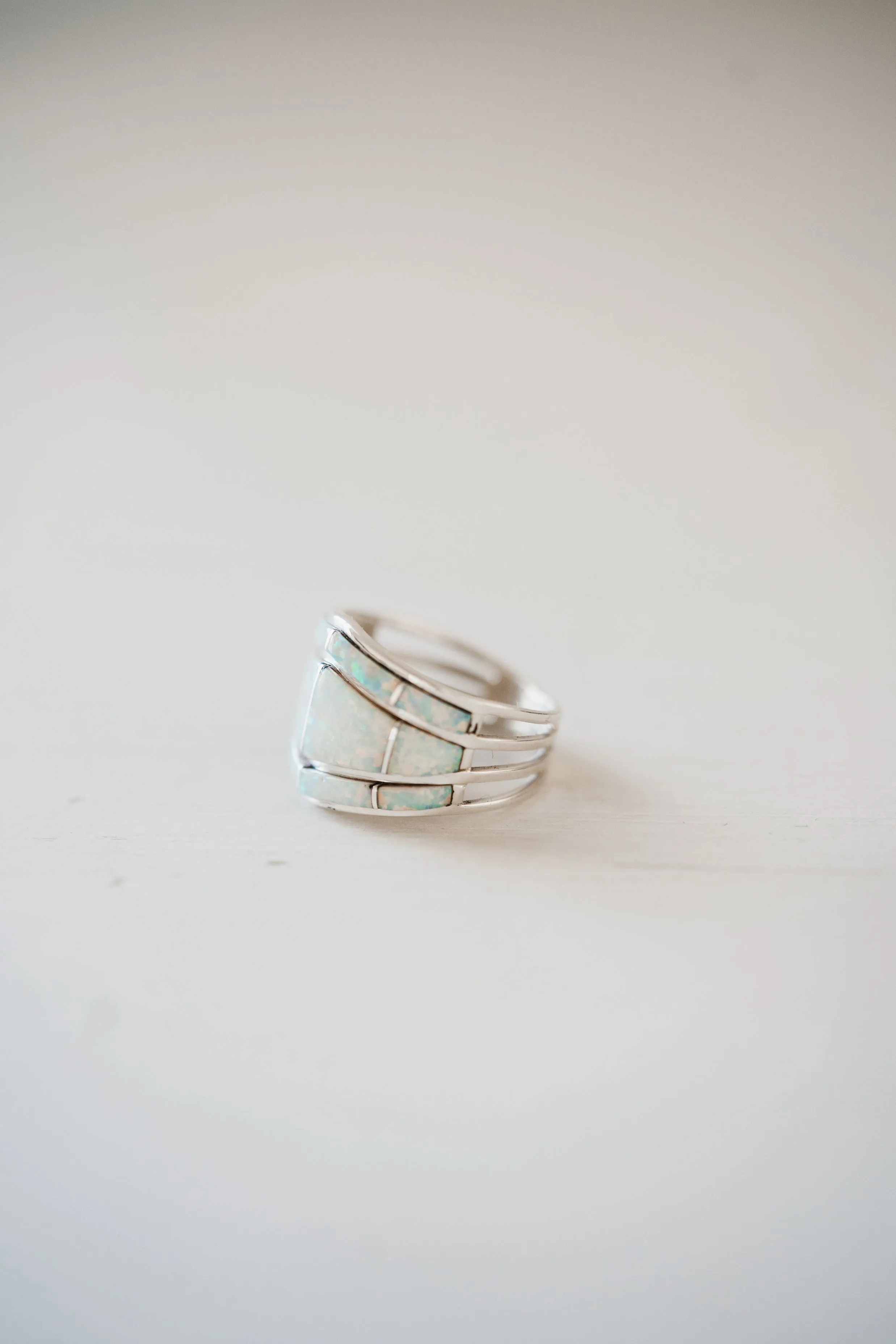 Single Bar Shield Ring | White Opal sold by Goldie Lew product image thumbnail 3