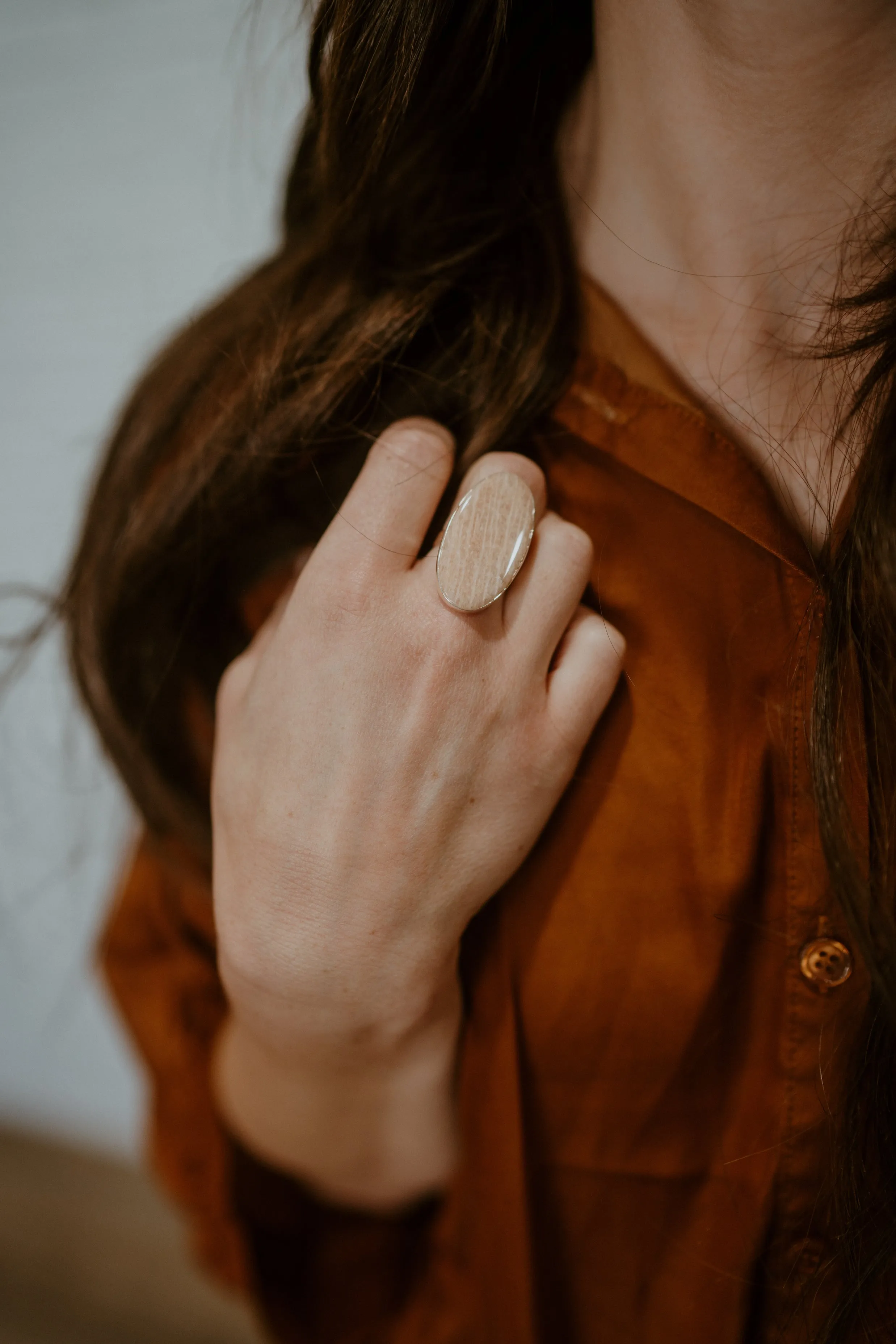 Emmy Ring | Peach Amazonite sold by Goldie Lew product image thumbnail 2