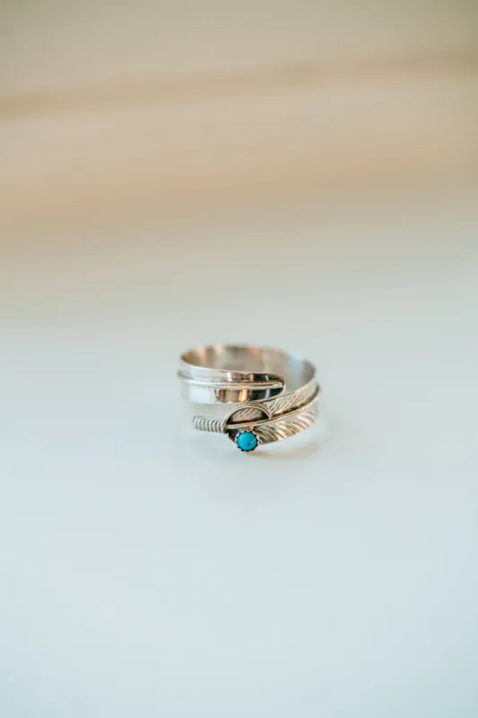 Adjustable Feather Ring | Turquoise - FINAL SALE sold by Goldie Lew