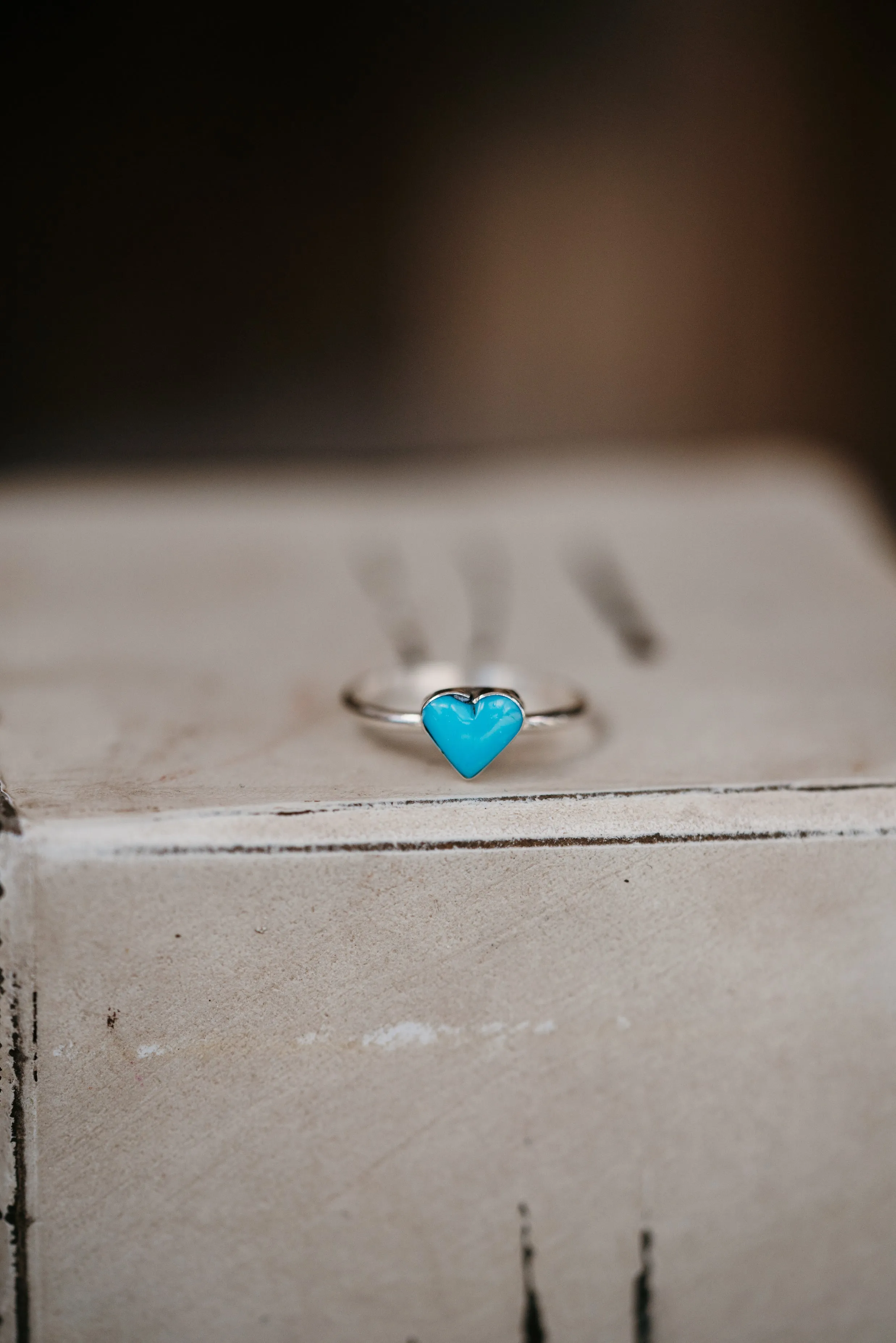 Tiny Heart Ring | Turquoise sold by Goldie Lew