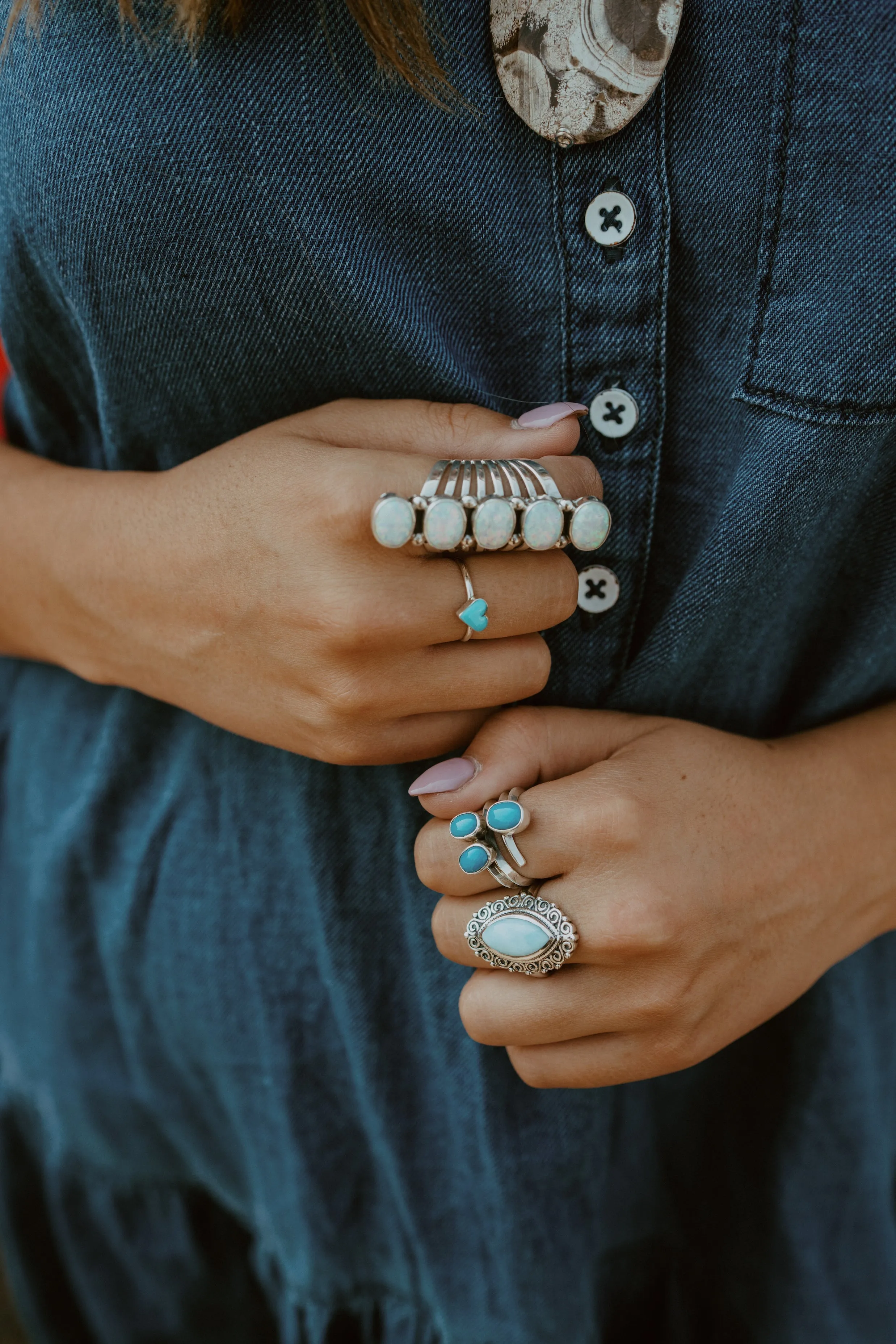 Tiny Heart Ring | Turquoise sold by Goldie Lew product image thumbnail 4