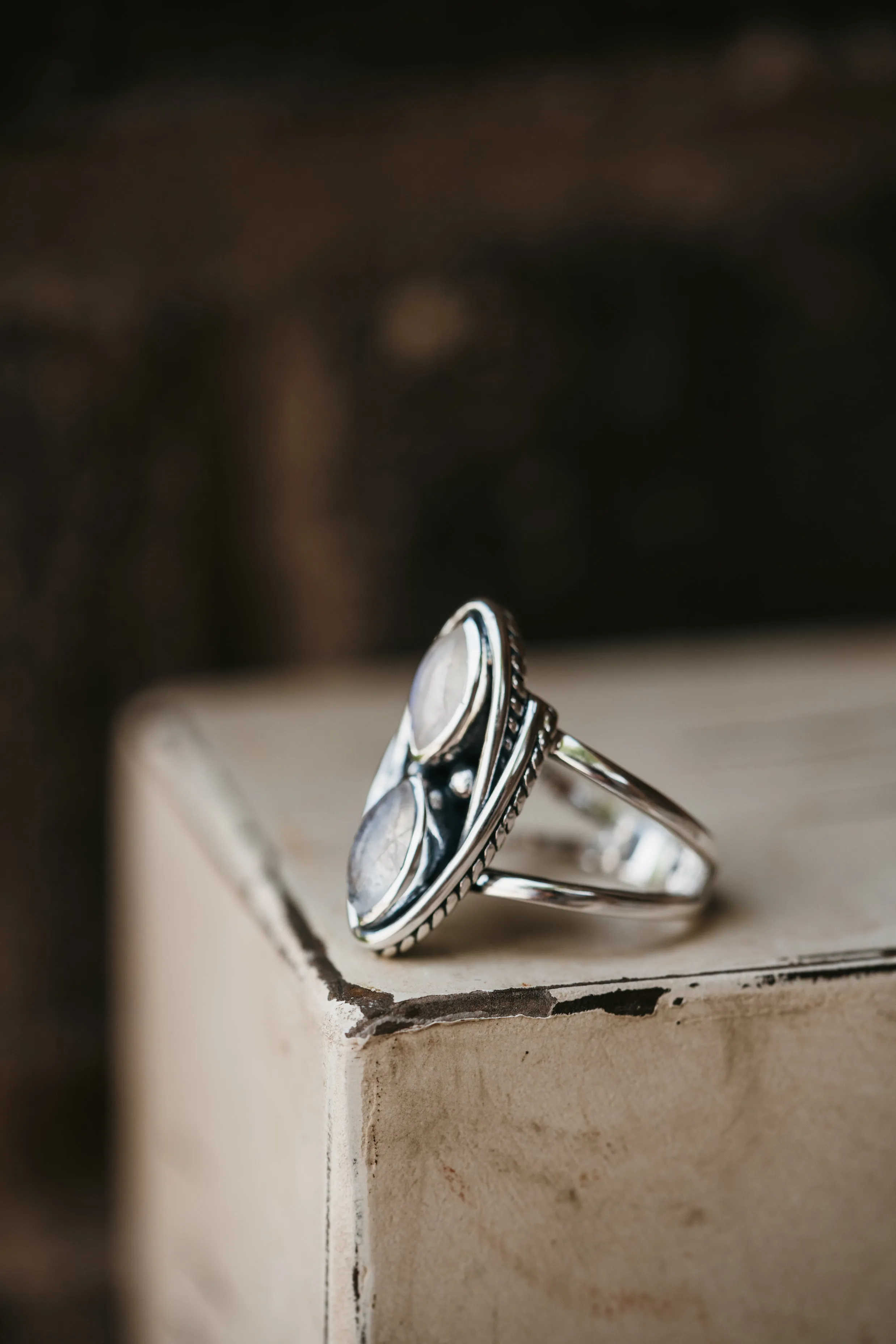 Juney Ring | Rainbow Moonstone sold by Goldie Lew product image thumbnail 4