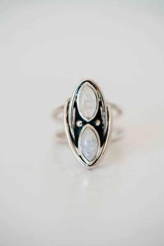 Juney Ring | Rainbow Moonstone sold by Goldie Lew