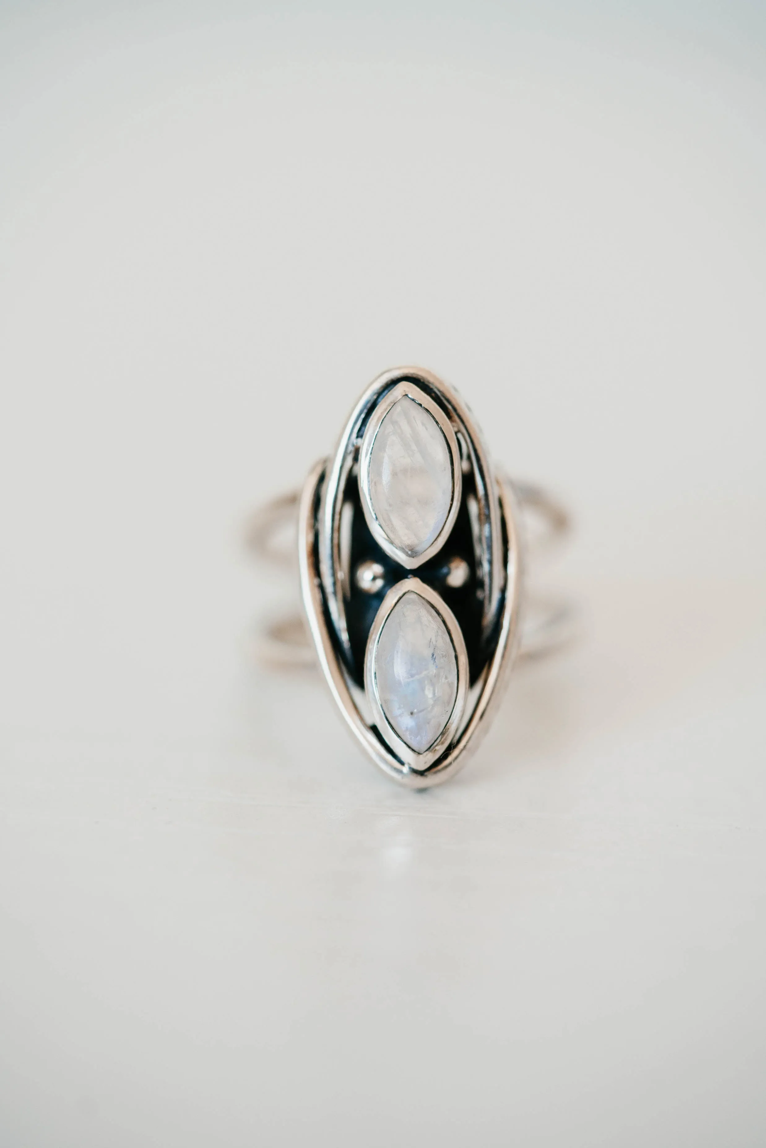 Juney Ring | Rainbow Moonstone sold by Goldie Lew