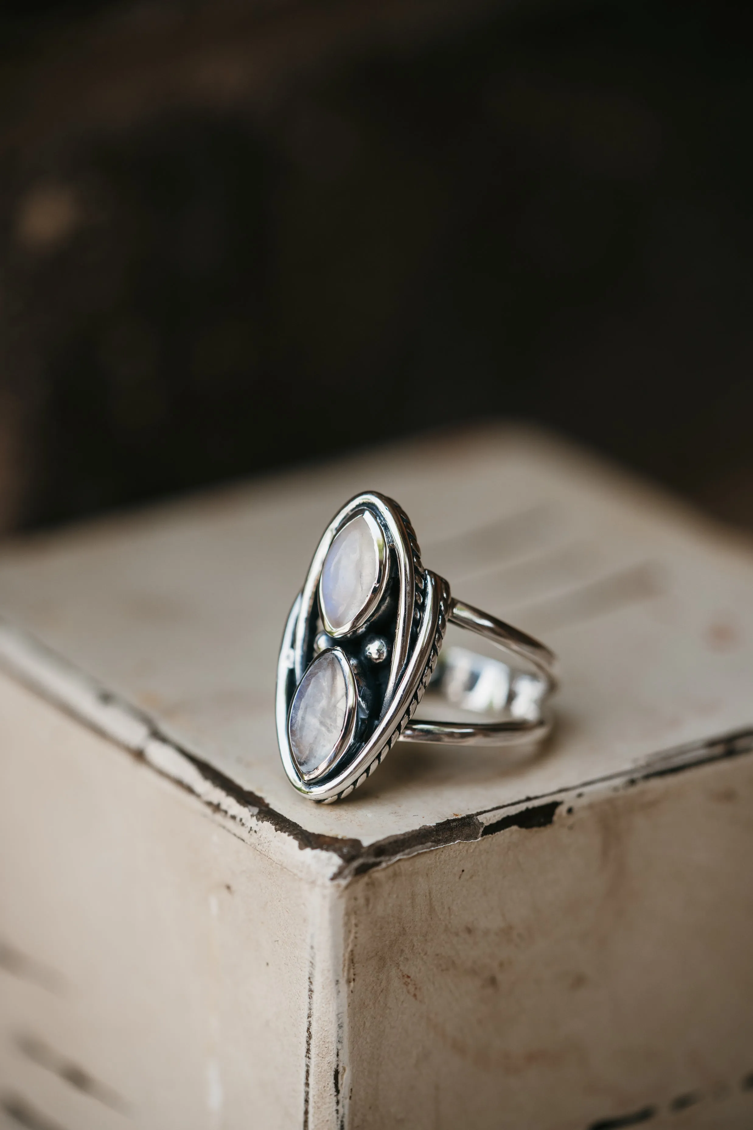 Juney Ring | Rainbow Moonstone sold by Goldie Lew product image thumbnail 3