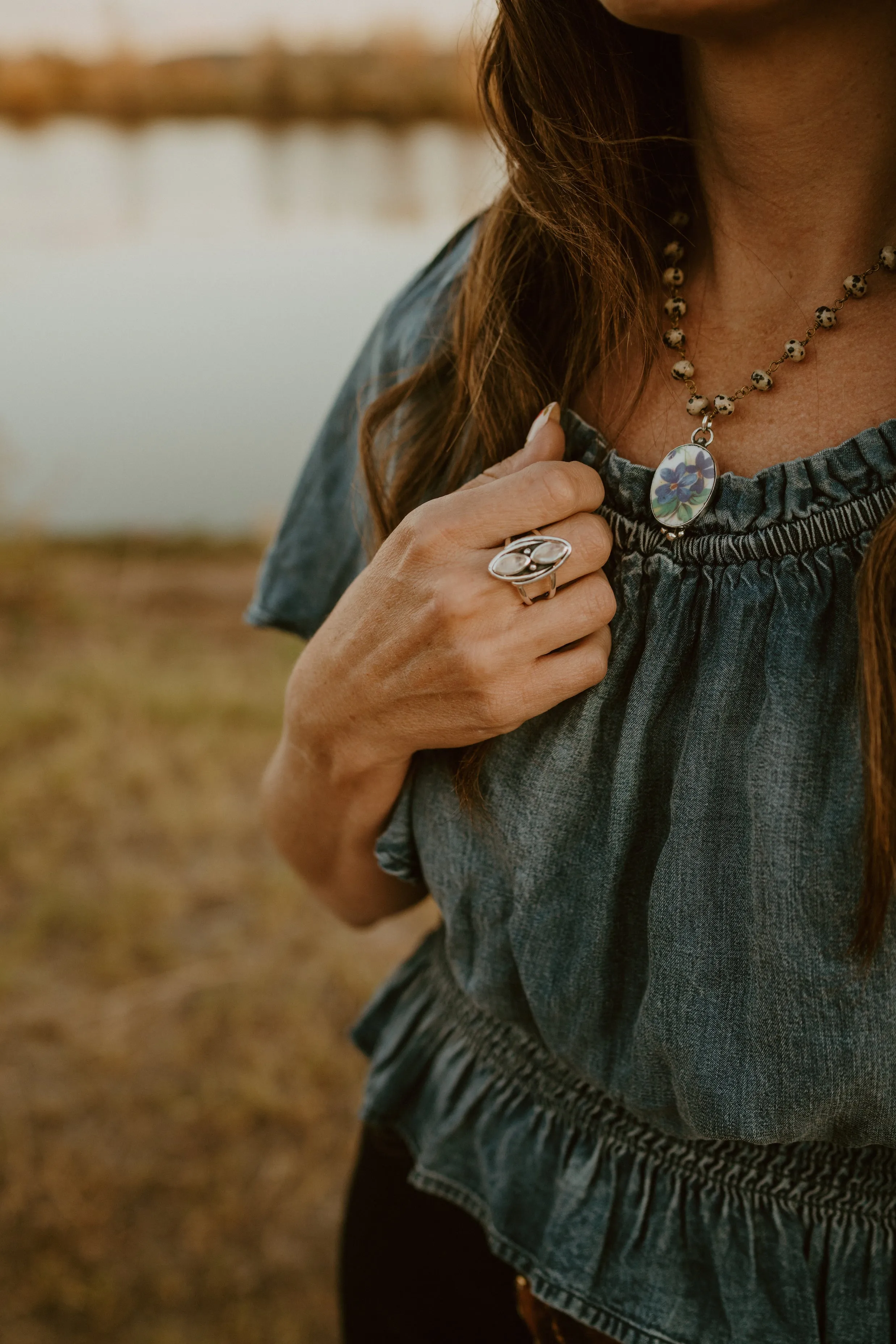 Juney Ring | Rainbow Moonstone sold by Goldie Lew product image thumbnail 2