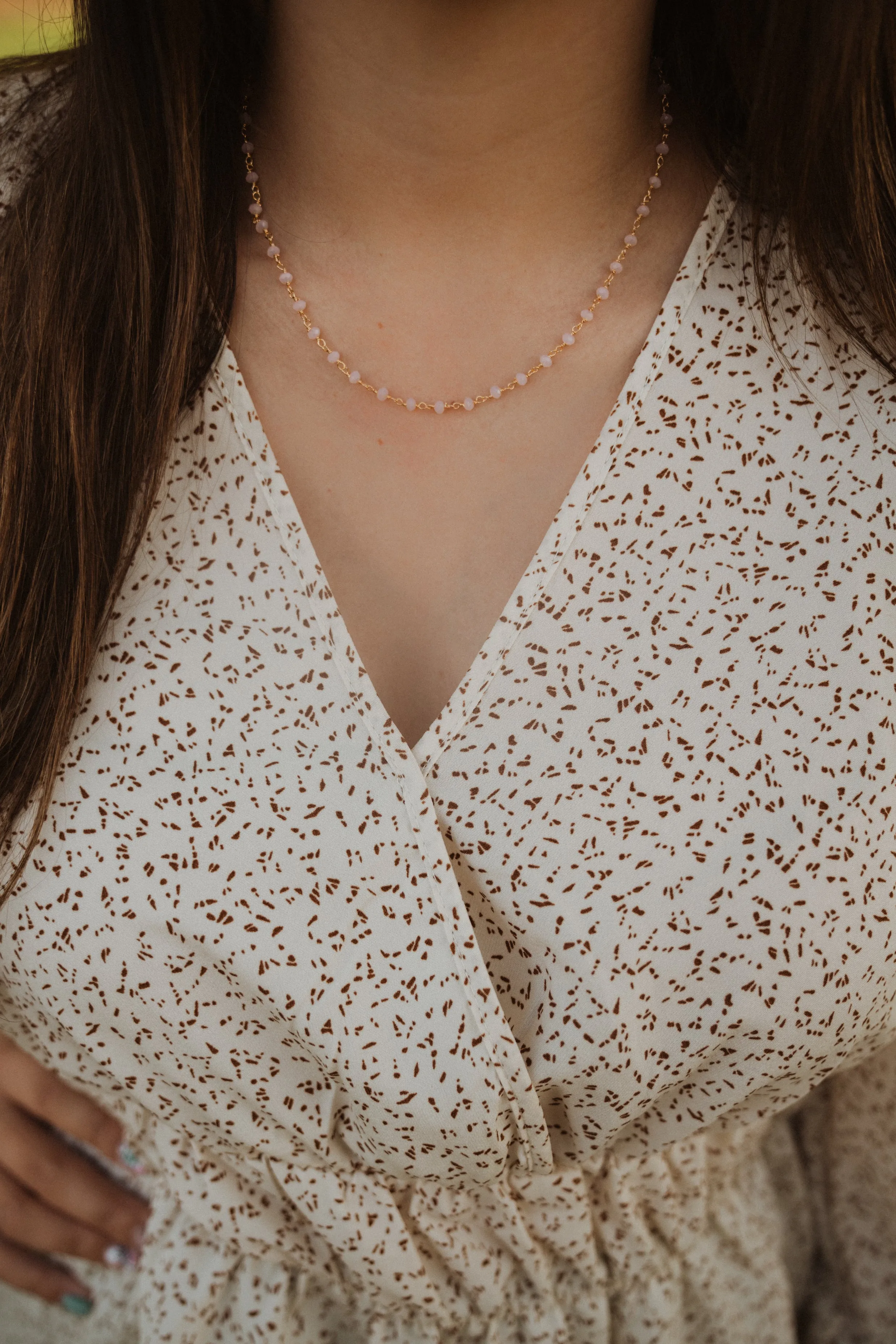 Mae Necklace | Rose + Gold sold by Goldie Lew
