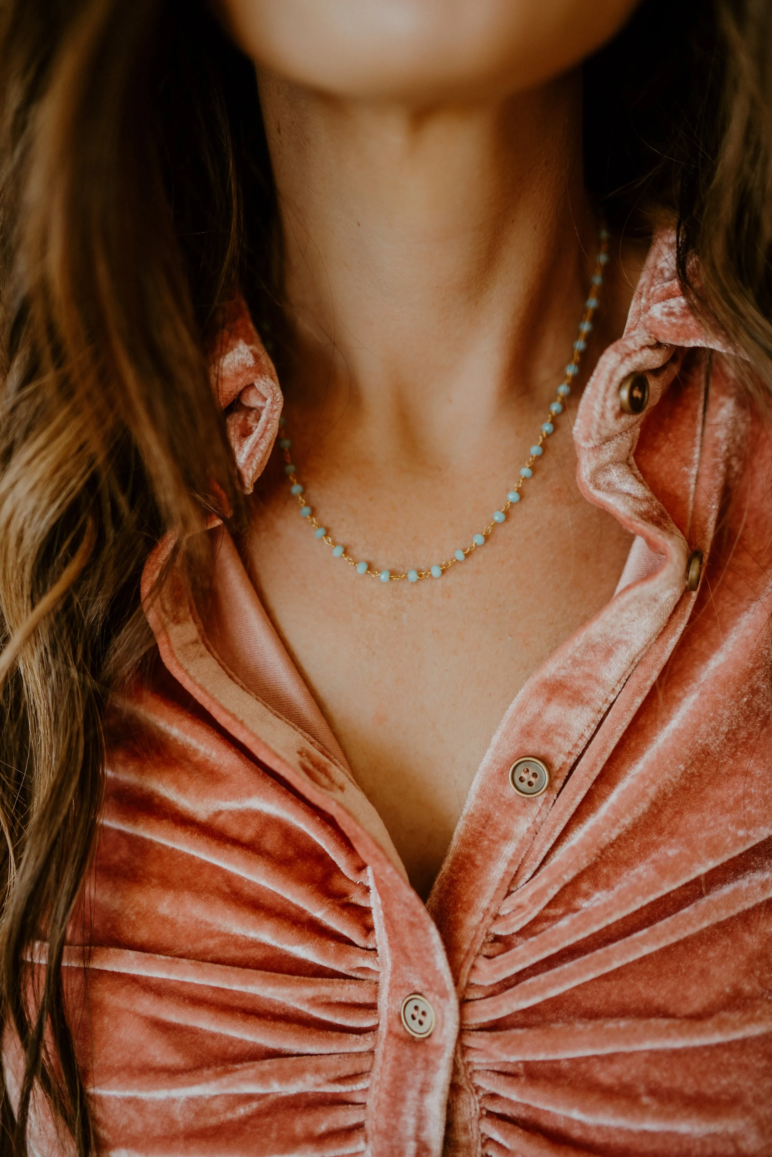 Mae Necklace | Turquoise + Gold sold by Goldie Lew product image thumbnail 2