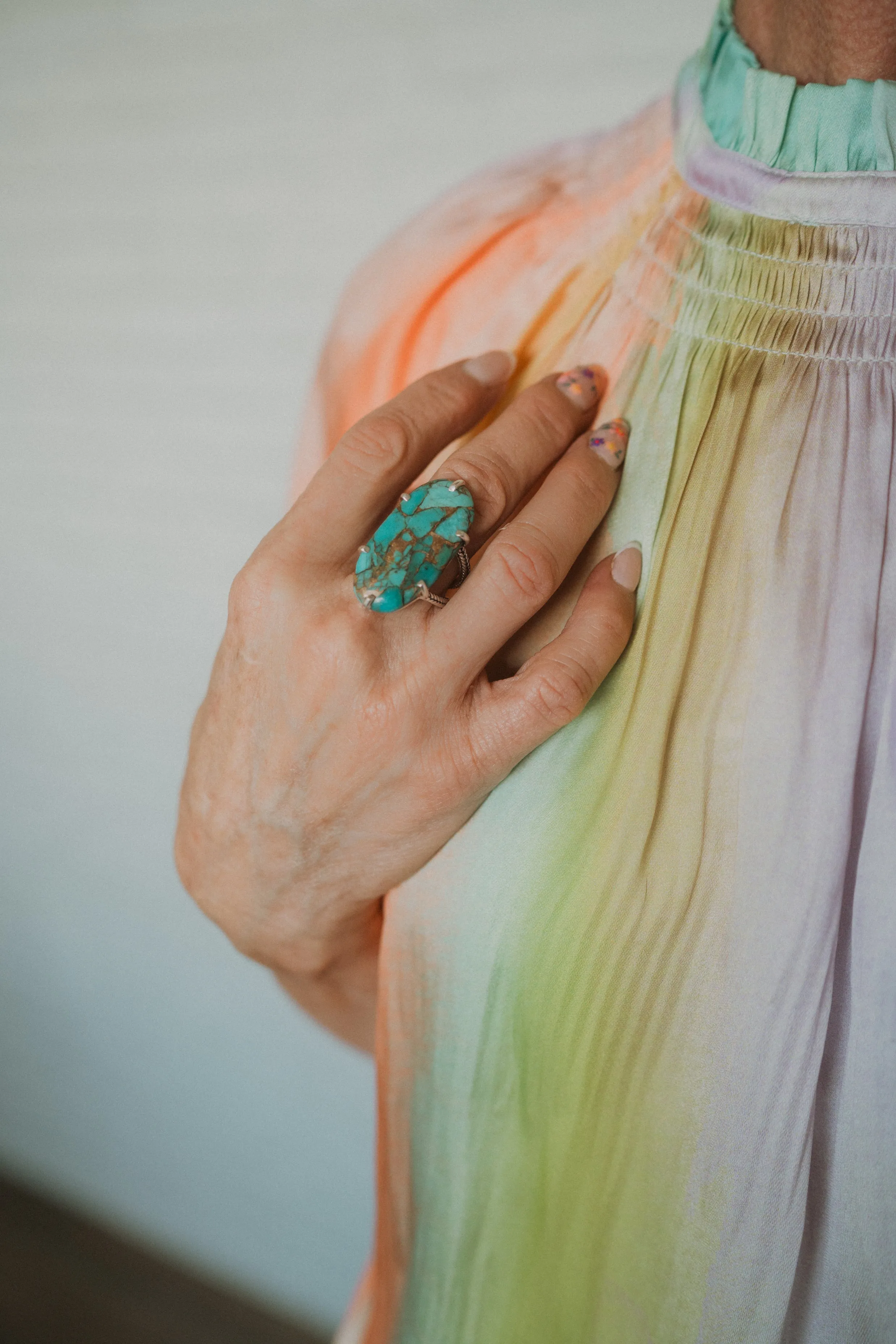 Lynn Ring | Blue Copper Turquoise sold by Goldie Lew product image thumbnail 2