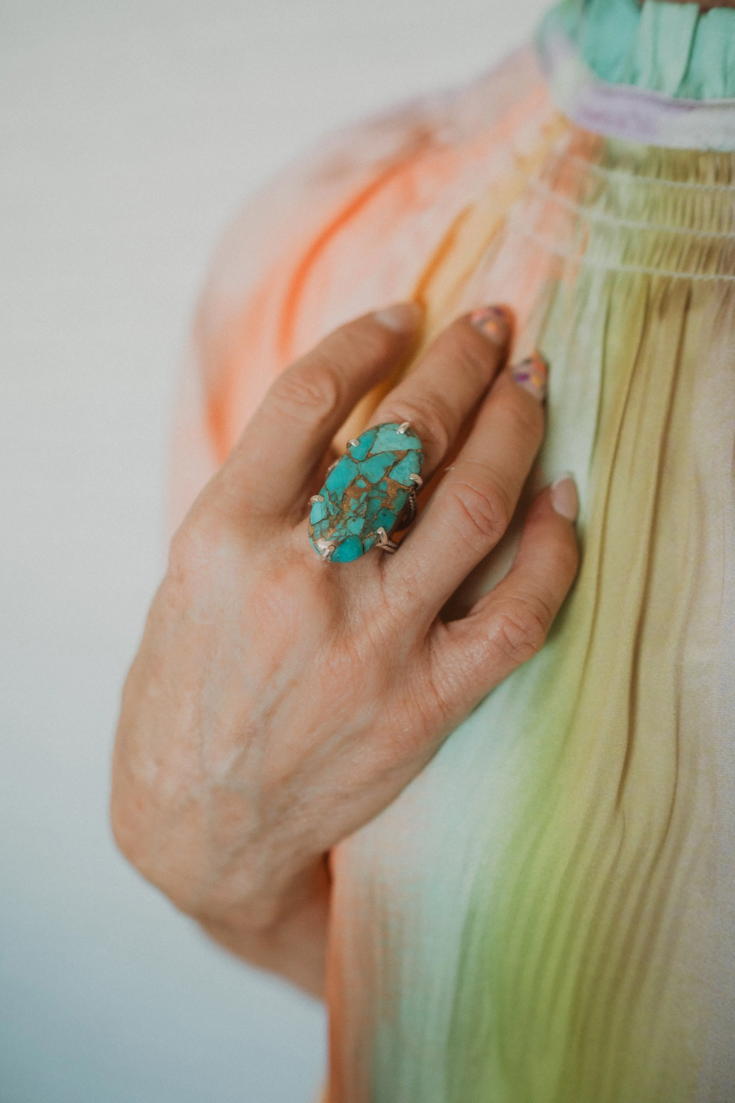 Lynn Ring | Blue Copper Turquoise sold by Goldie Lew product image thumbnail 3