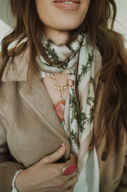 Squared Up Florals Wild Rag | Cream sold by Goldie Lew