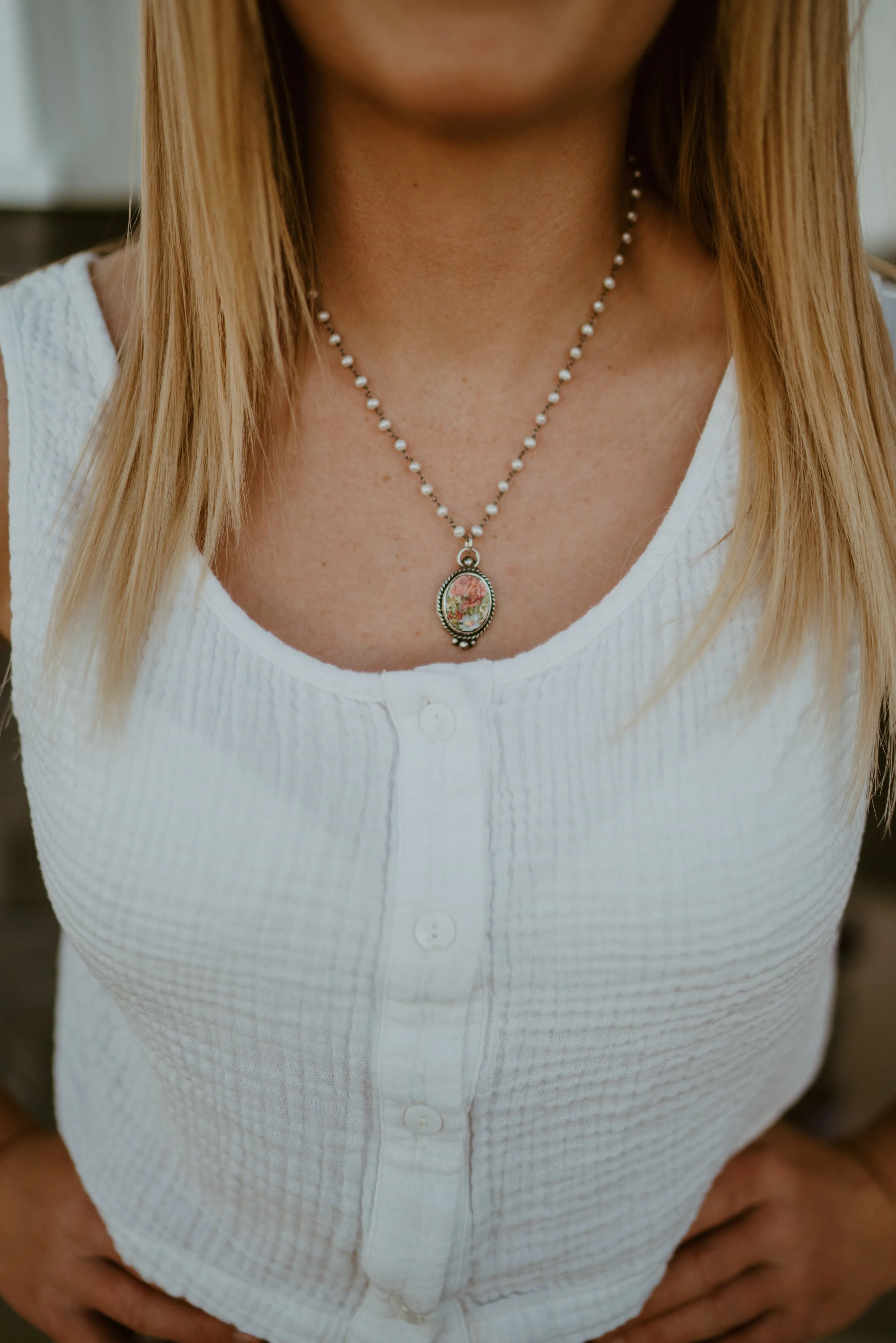 Reina Necklace | Pink sold by Goldie Lew